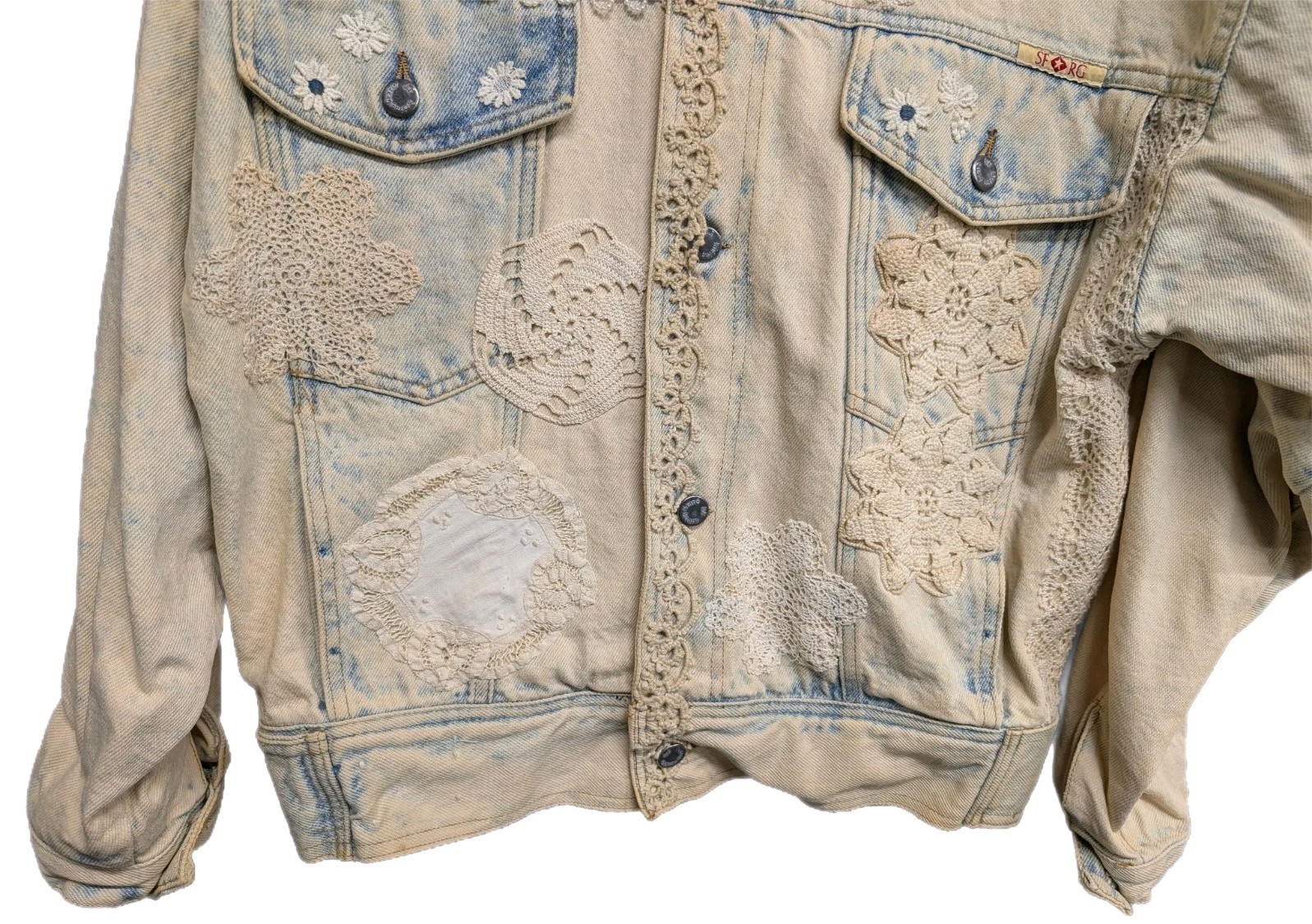 Vintage San Francisco Riding Gear Washed Boho Western Denim Jacket RARE