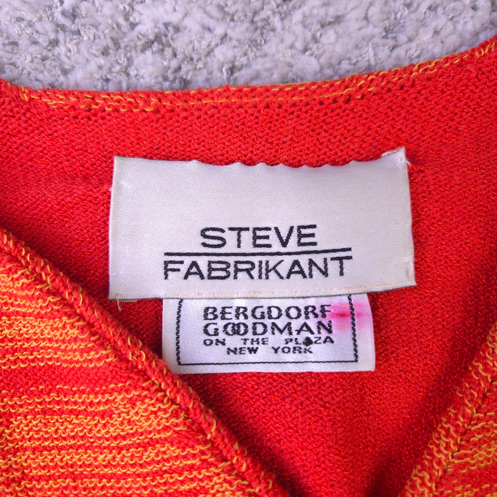 VTG Steve Fabrikant Bergdorf Goodman Jacket Size S M Petite Knit Orange Wool GUC