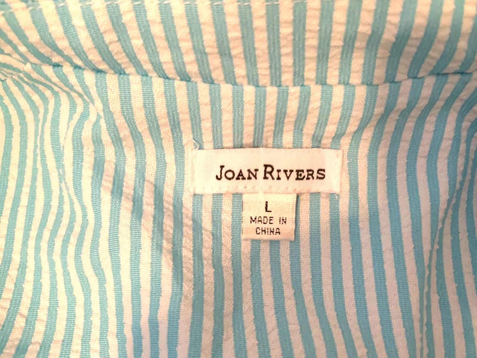 Vintage Joan Rivers Blue & White Searsucker Jacket Spring blaze Size Large/XL