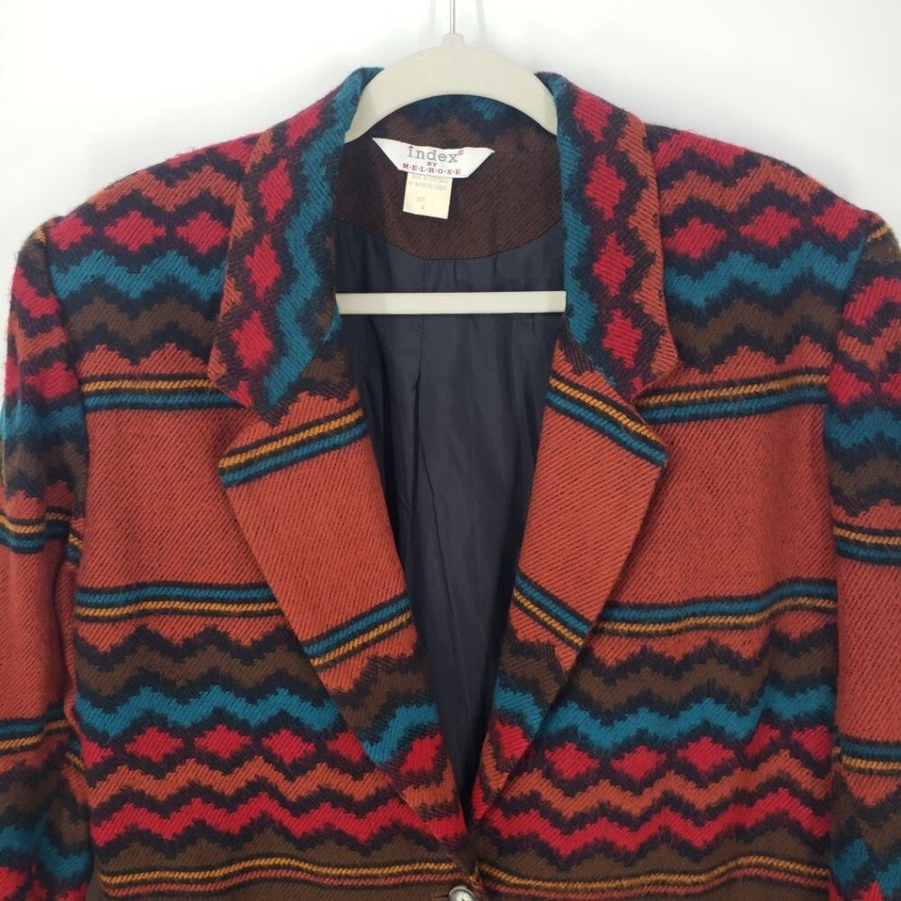 Vintage Aztec Southwestern Boyfriend Blazer Womens Sz M Index by Melrose Brown