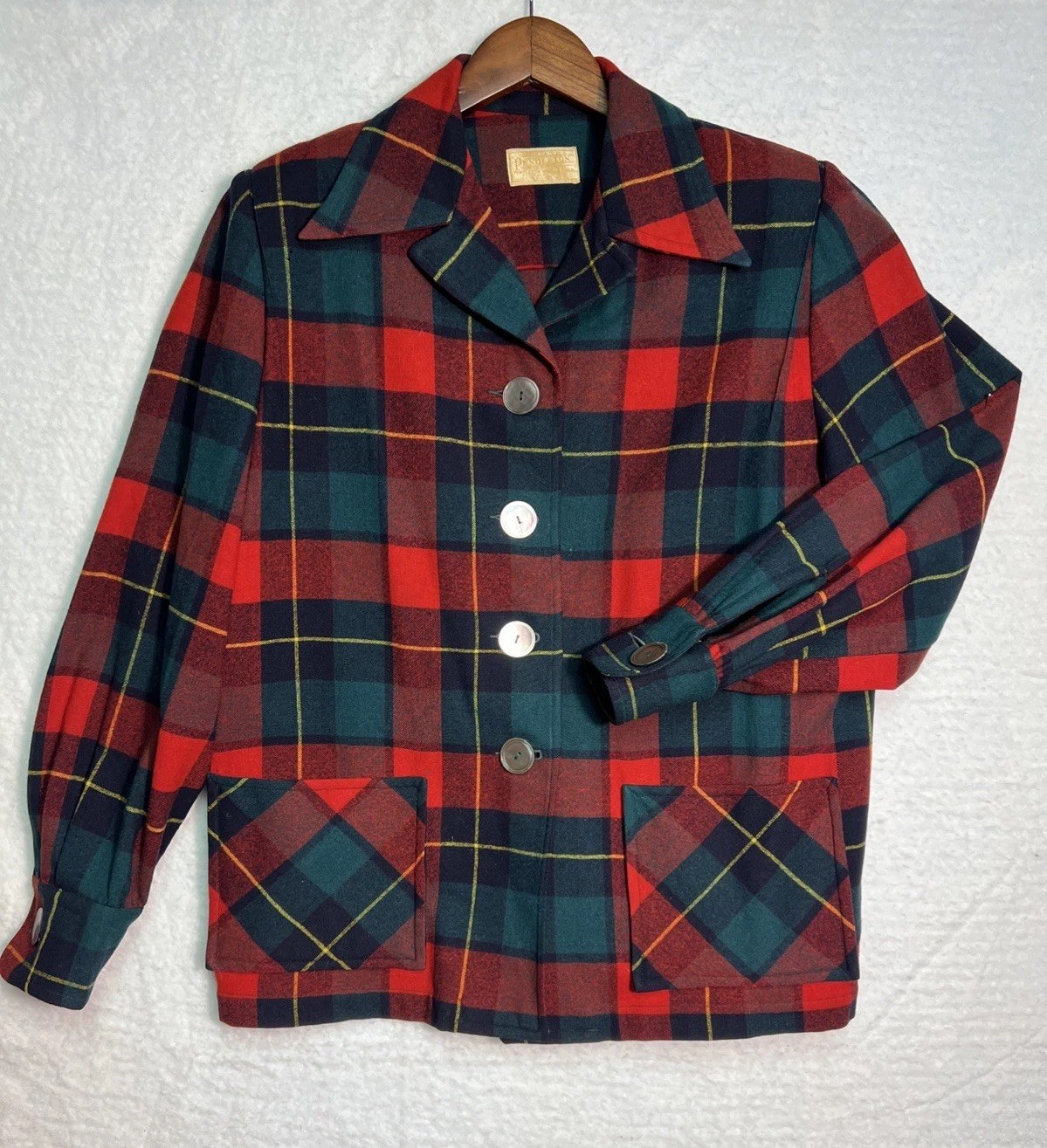 Vintage 50s Pendleton 49er Jacket Shadow Plaid Sz M Rockabilly