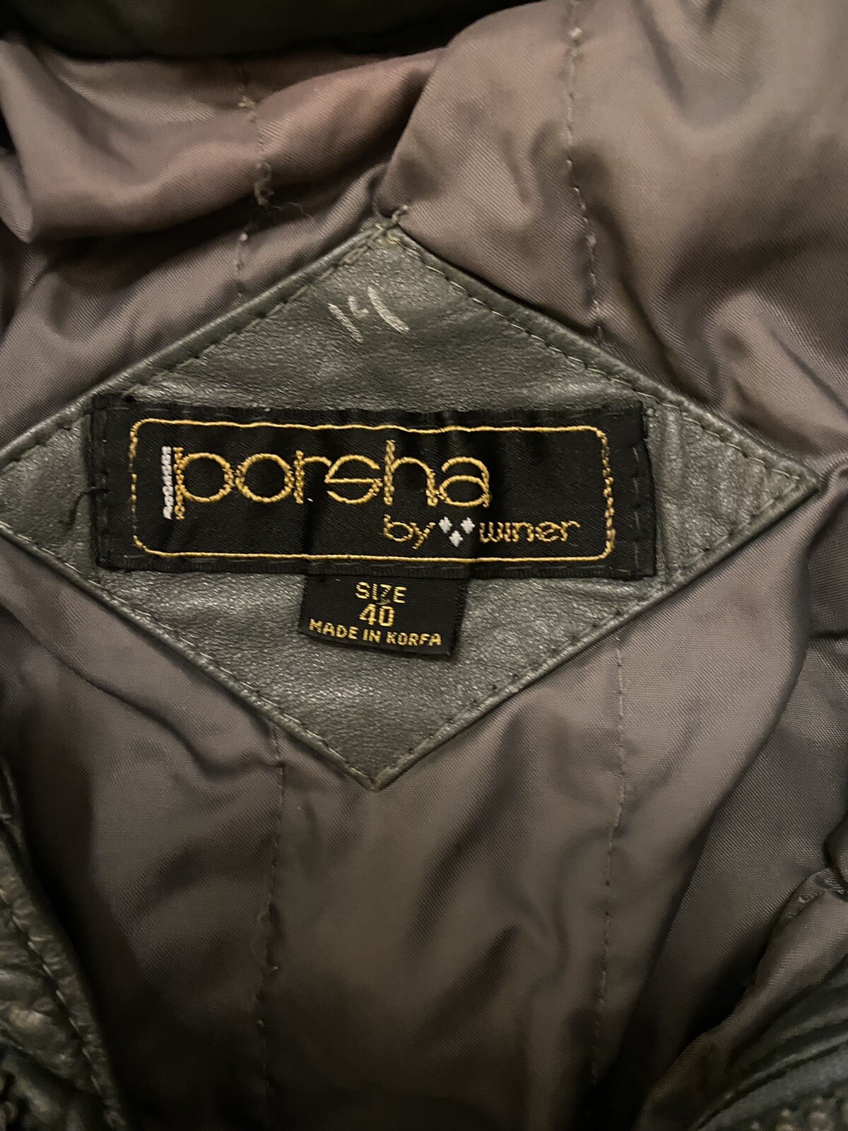Vintage Porsha by Winer Green Leather Varsity Zip Jacket Womens/Mens Size 40 SM