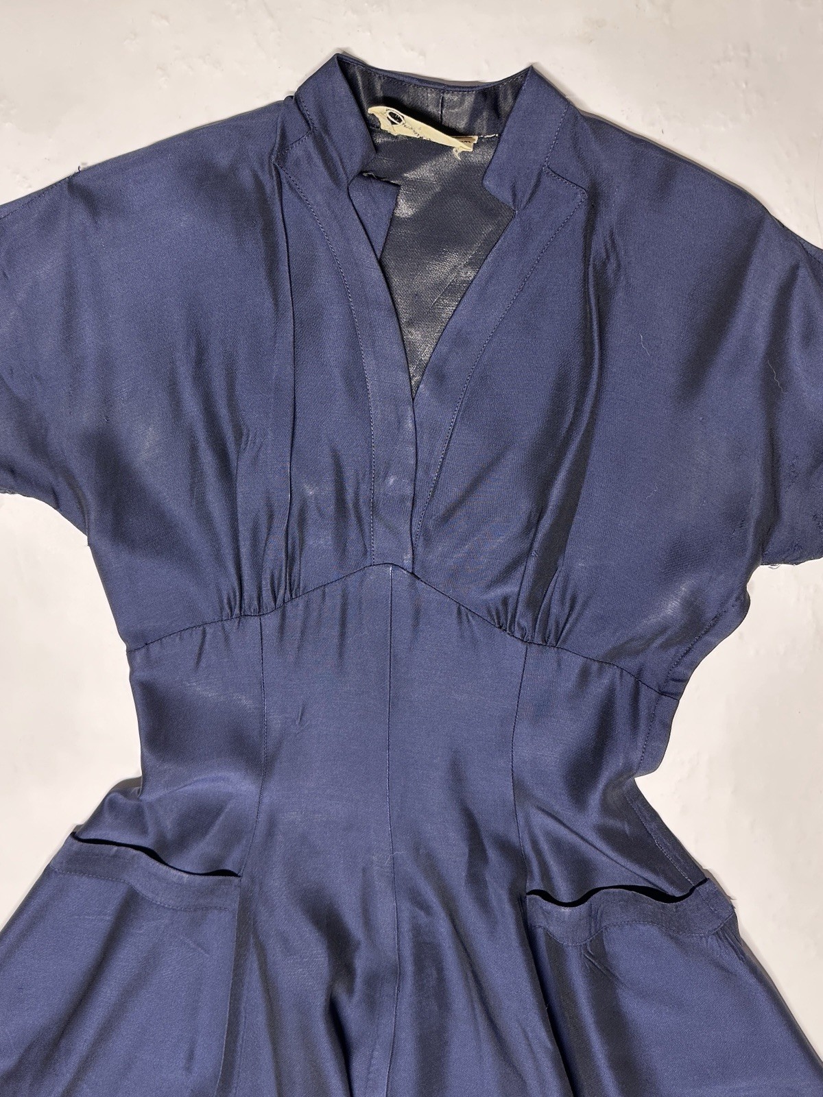 Vintage 1950s Jonathan Logan Blue Tailored Dress Fit Flare AS IS FLAWED Sz 0/2