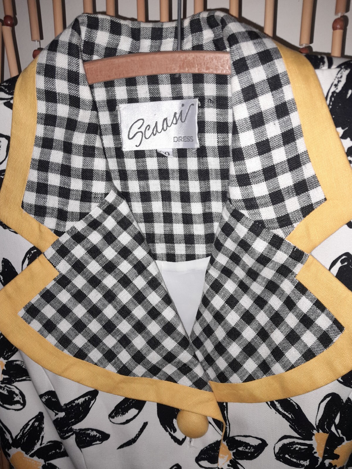 Vtg 80s 90s ARNOLD SCAASI gingham DAISY 2 Tone Print Jacket Blazer Fran Nanny M