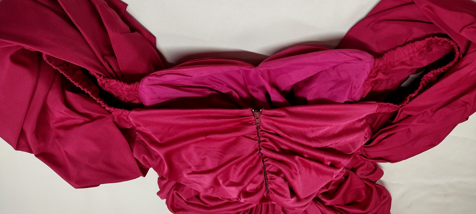 80s Couture Dress Pink Fuchsia Balloon Sleeve Rhinestone Buttons SAMIR 80s M