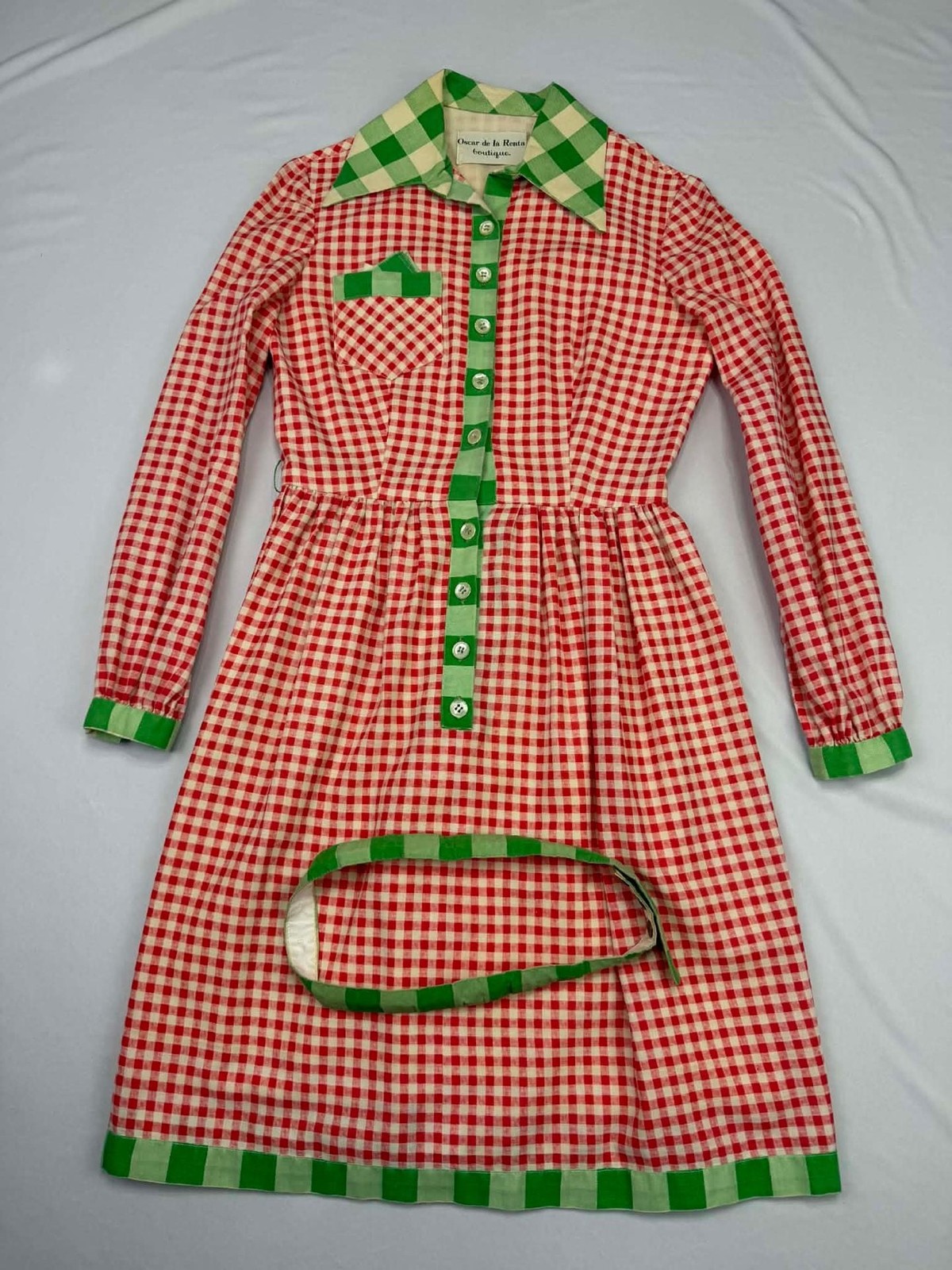 Vintage Oscar de la Renta Boutique Joseph Magnin Gingham Shirt Dress