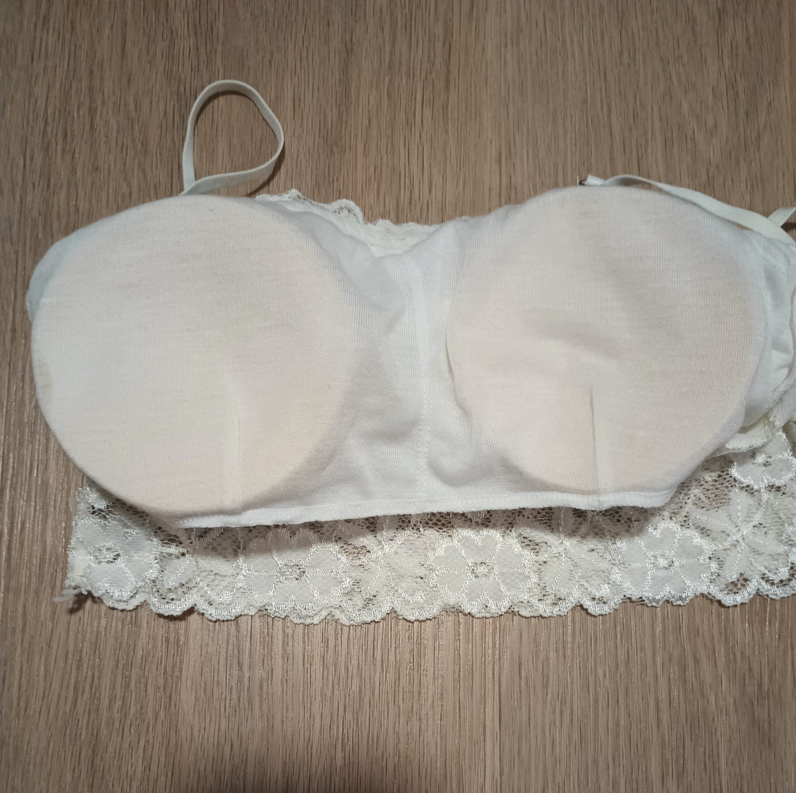 Vtg 80s Stretchy Sheer Chantilly Lace Padded White Cami Top bustier XS