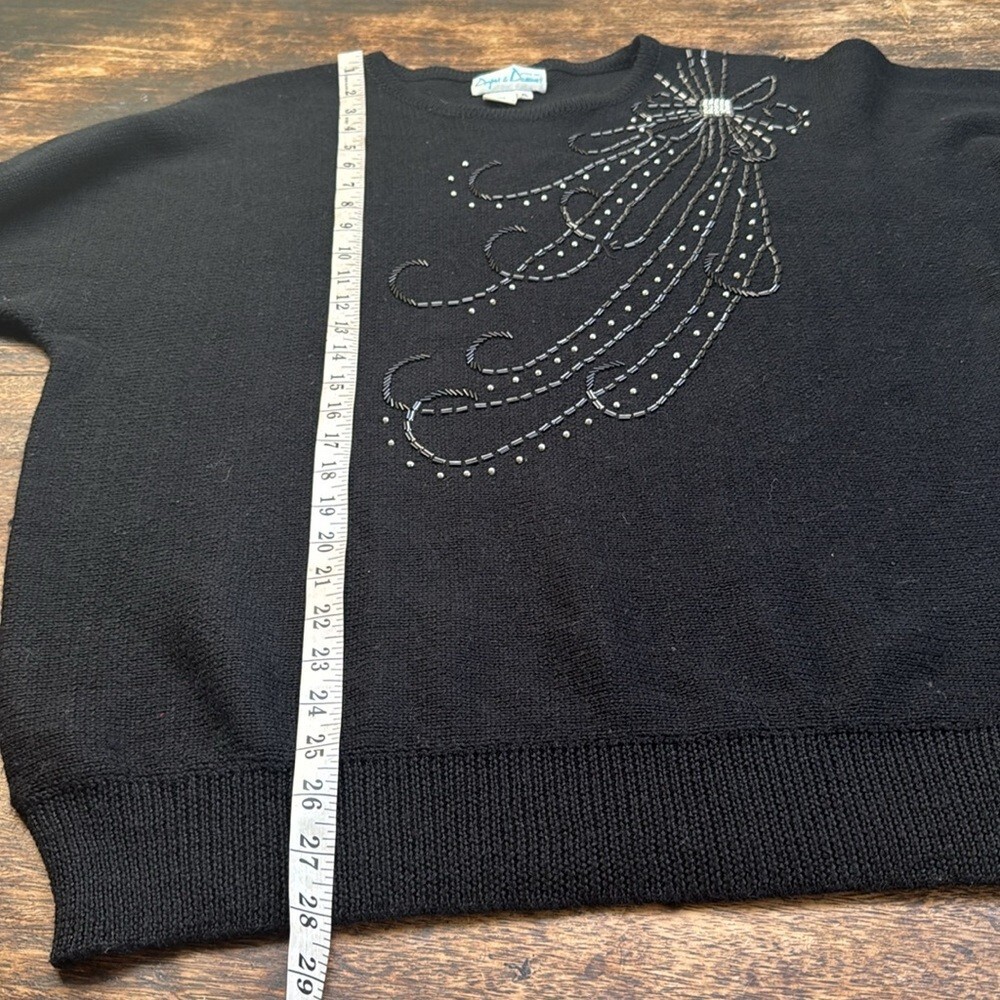 Draper’s & Damon’s pullover black beaded Sweater size extra Large long sleeve