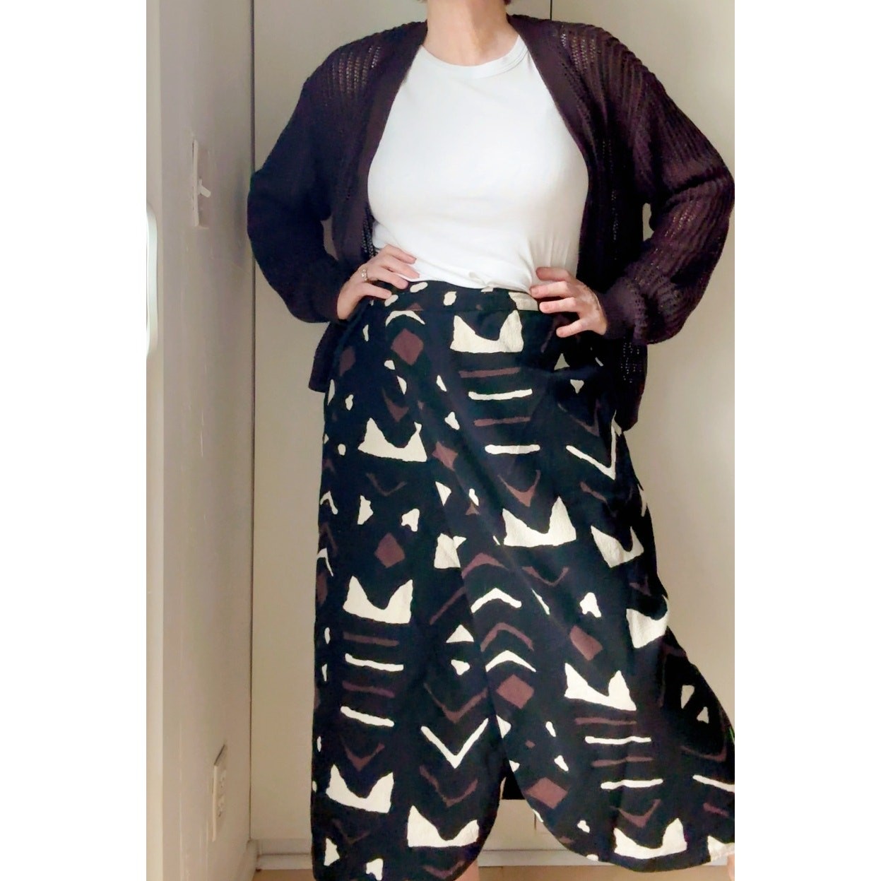 Vintage Cotton Wrap Skirt India Abstract Ethnic Print Size L Boho wearable srt