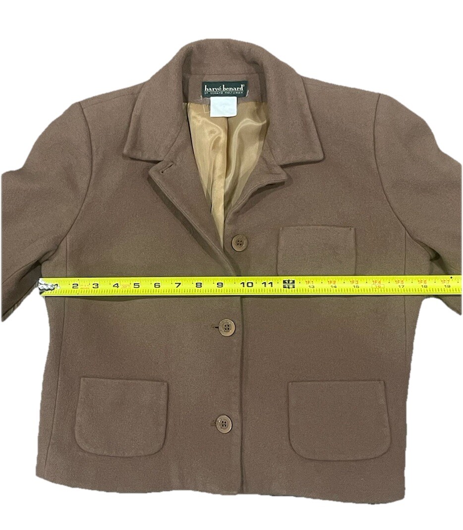 Vintage HARVE BENARD Womens Jacket Wool Cashemere Button Up Boxy Cropped Sz:Xs