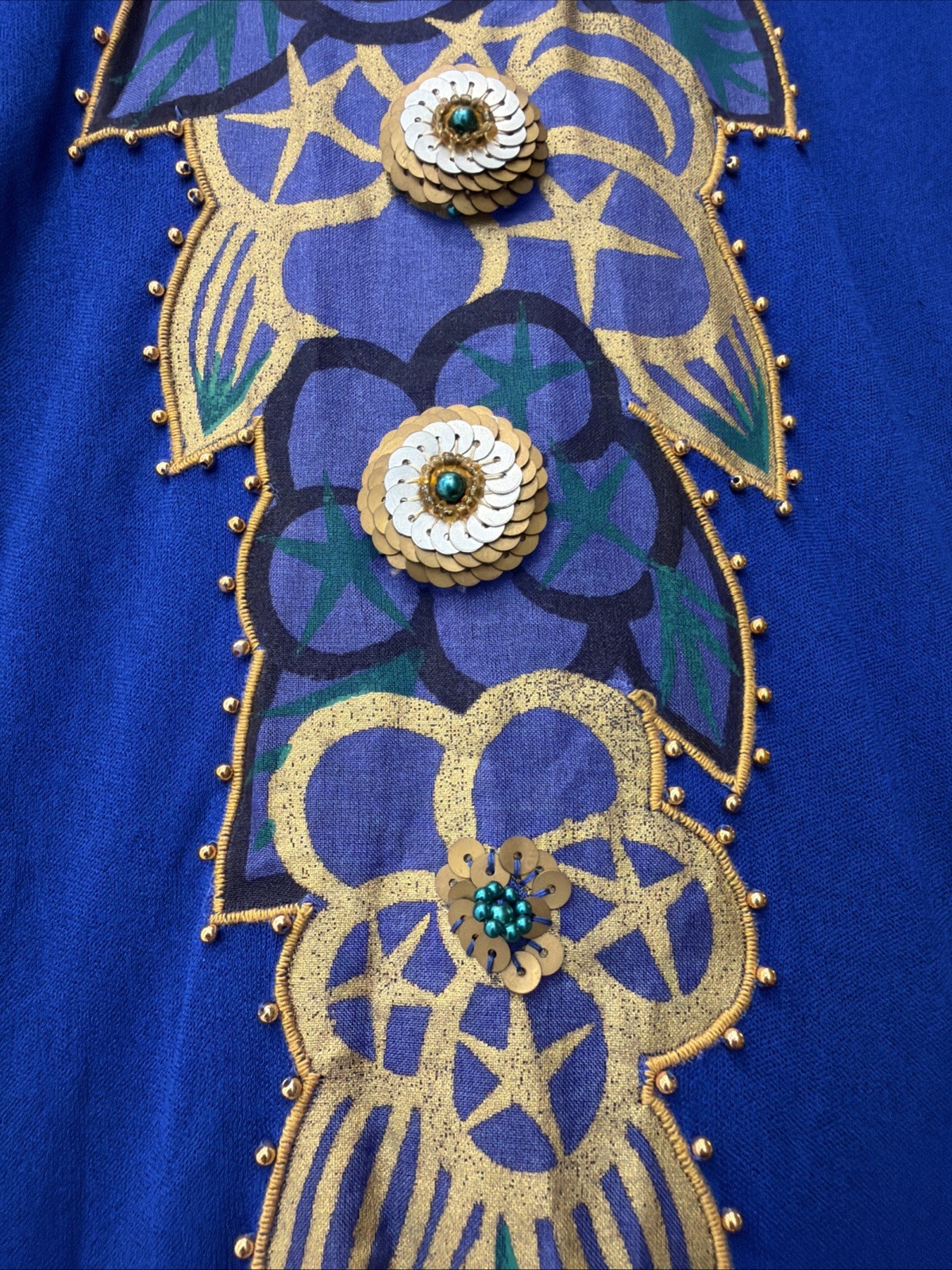 Vintage 1980s Zandra Rhodes London Silk Chiffon Beaded Drop-Waist Dress US 8