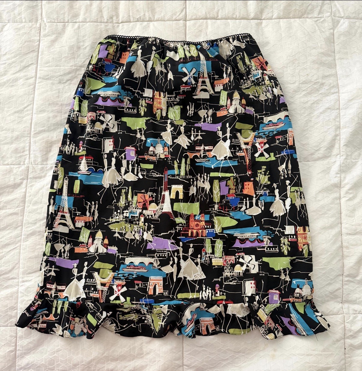 Vintage 80s 90s Paris Cityscape Print Skirt – Intriguing Threads Size 8