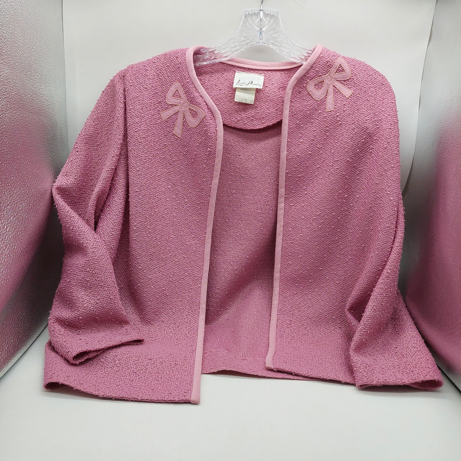 Leslie Pomer Pink Sleeveless Dress With Jacket Size 14 B 1960 Belted READ