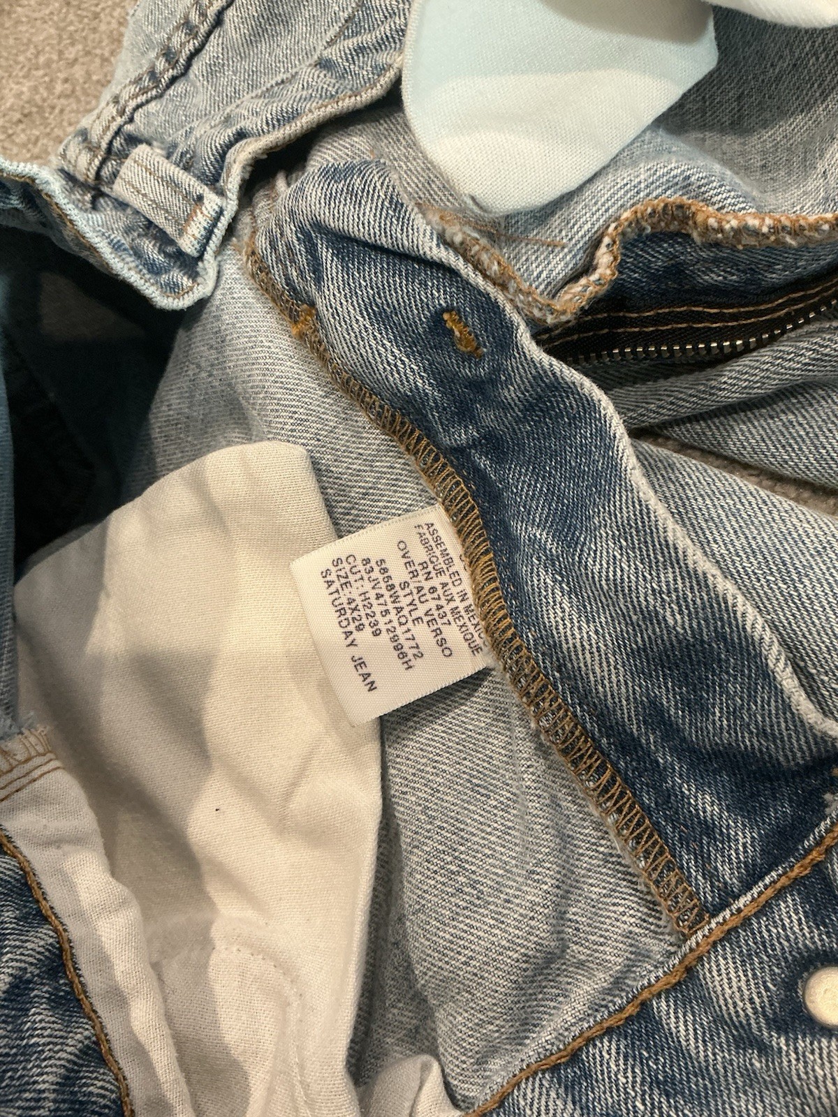 Vintage Polo Jean Co. Distress Saturday Jean 4 X 29 Light Wash Blue Denim