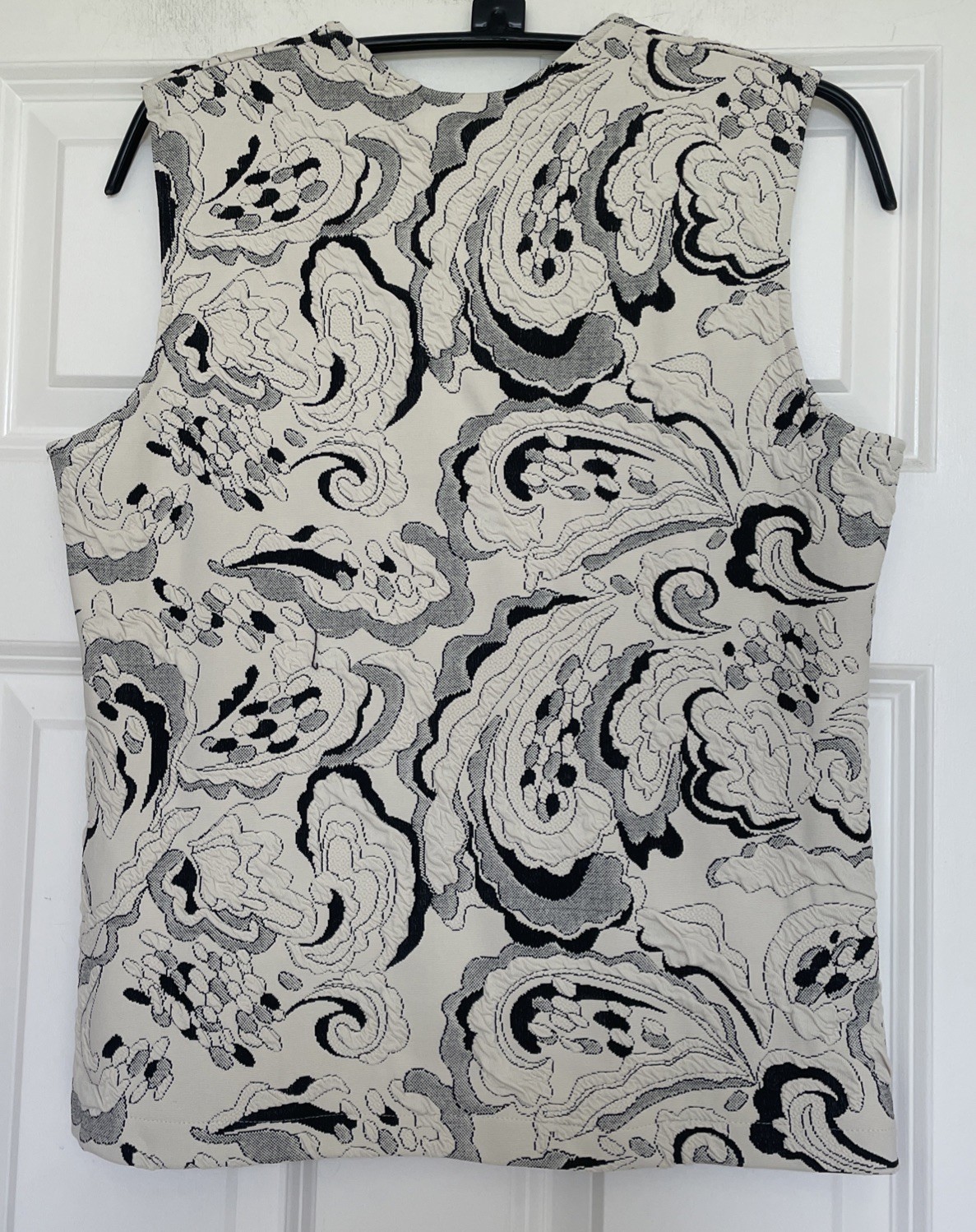 Vtg Me Me Black Jacquard Paisley Set Size M 3/4 Sleeve Jacket Sleeveless Top