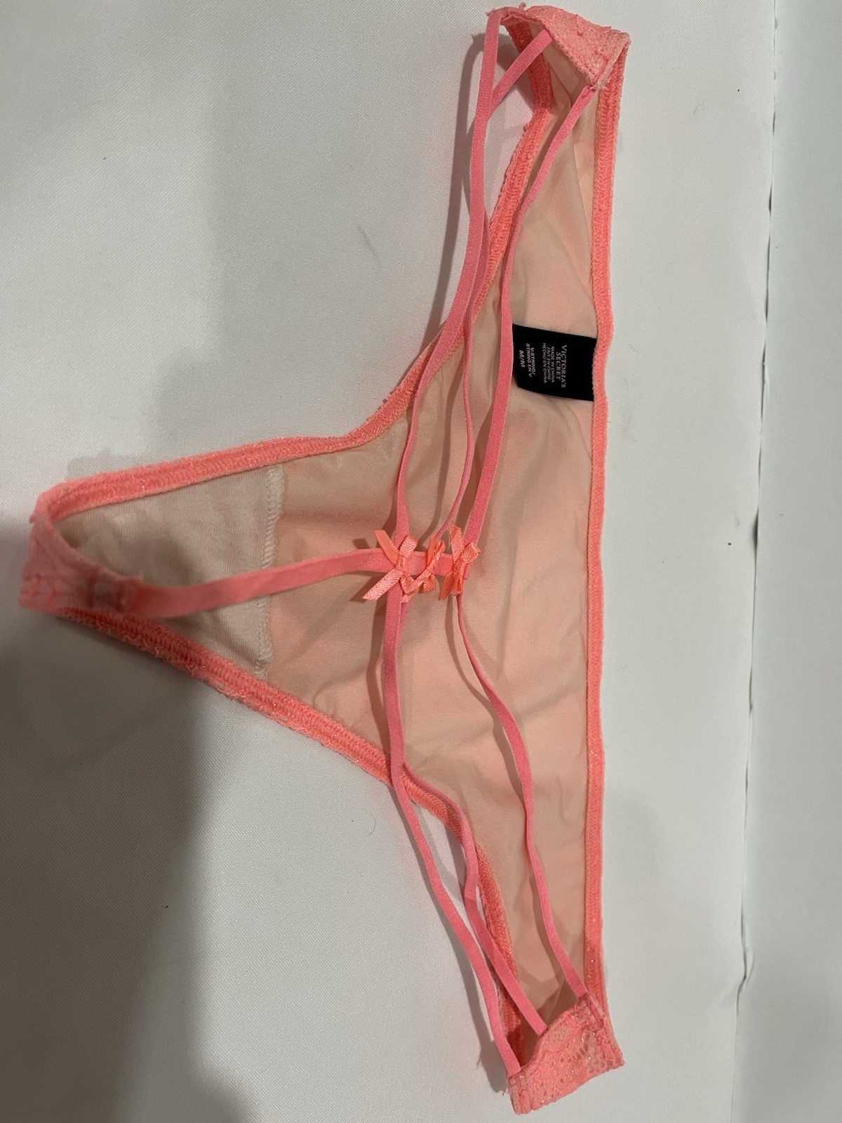 Y2K Victoria Secret Panties M Lot X 6 thongs G String Lace Stripes Bows Femme