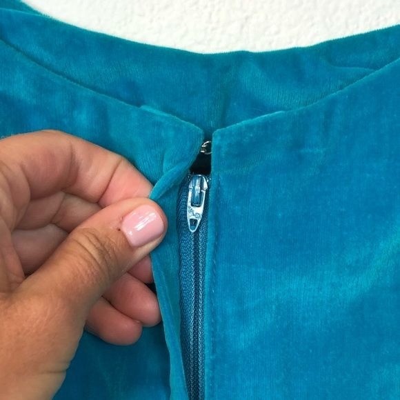 Vintage Teal Velvet Sleeveless Dress Custom Prom Homecoming Dance Retro Size 4-6