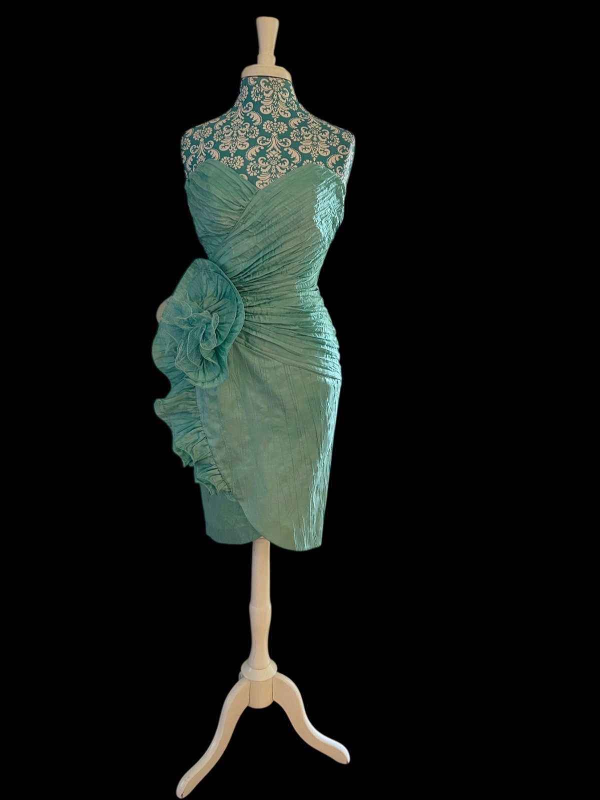 Vintage 1990’s Showstopper Coquette Aqua Evening Prom Formal Avant Garde Dress