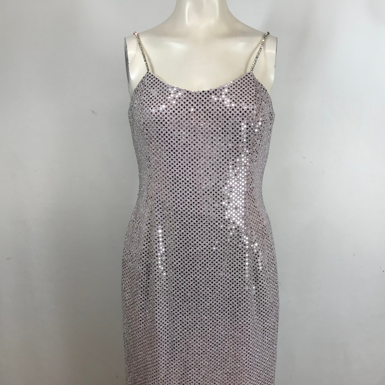 Scott McClintock VintageSequin Maxi Dress Rhinestone Straps Sz 6 Petite