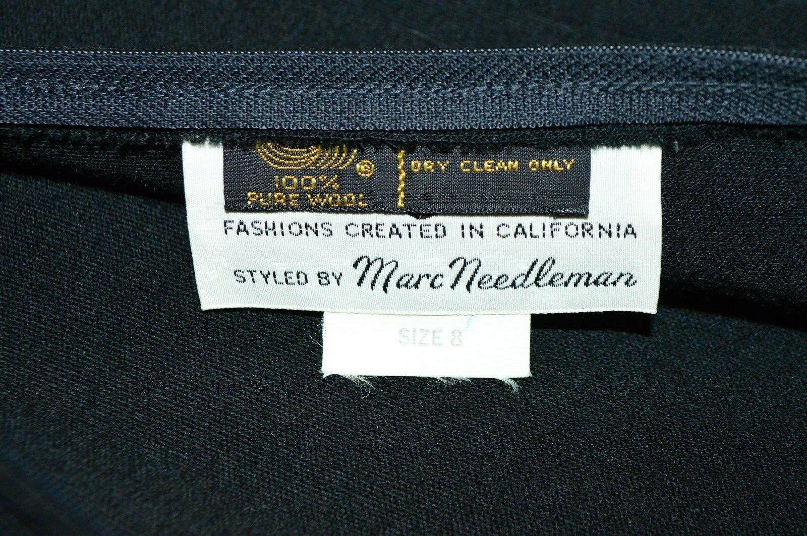 Anjac Marc Needleman 1970s Womens Black Wool Mod Dress Size 8 USA Made
