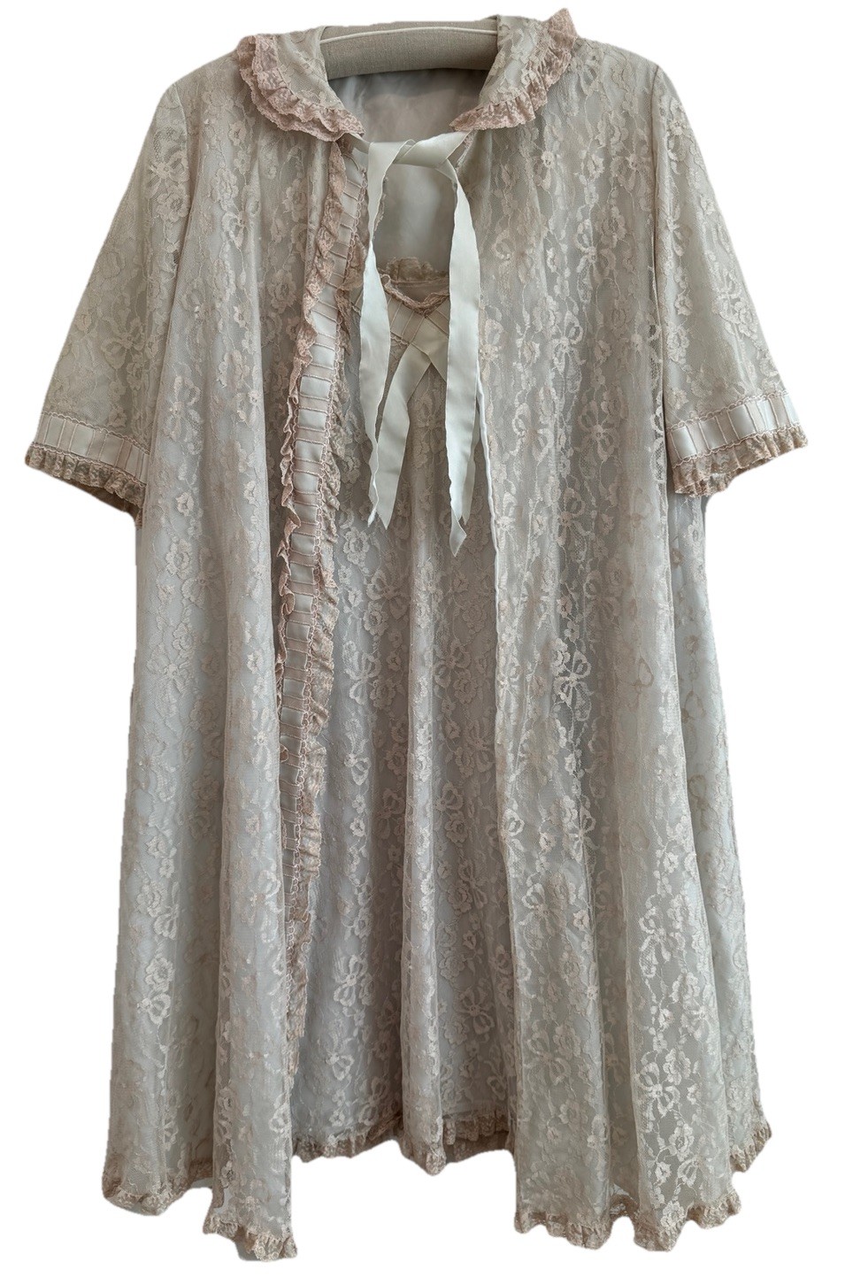 Vintage 60s Odette Barsa Peignoir Babydoll set blue S/M