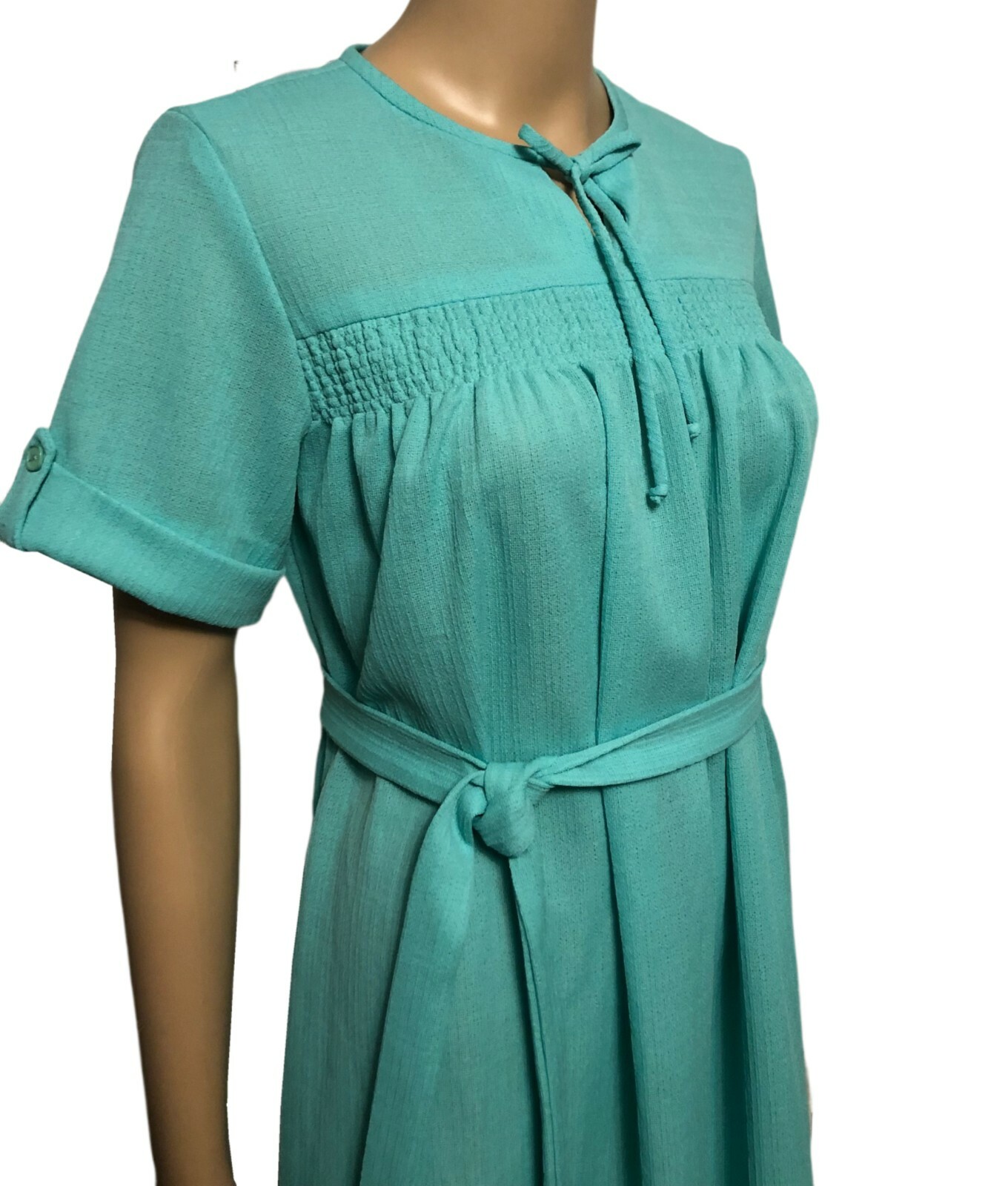 womens vtg 1970s Bleeker Street Belted Sheath Dress 12 NWT Retro Pistachio Green