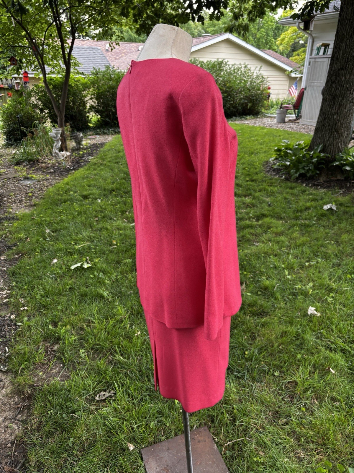 VTG 80s Dress Peplum 80s Career Cocktail Small Sz 4 Pink Wool Union 34x30x34″