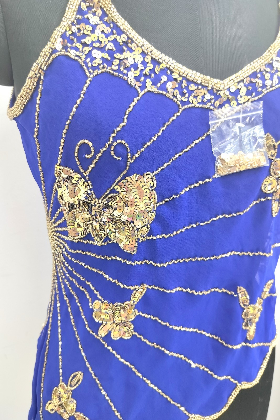 Lot 6 Vintage Y2K Golden Beaded Embroidery Costume Sequin Top Blouse Sheer Tunic