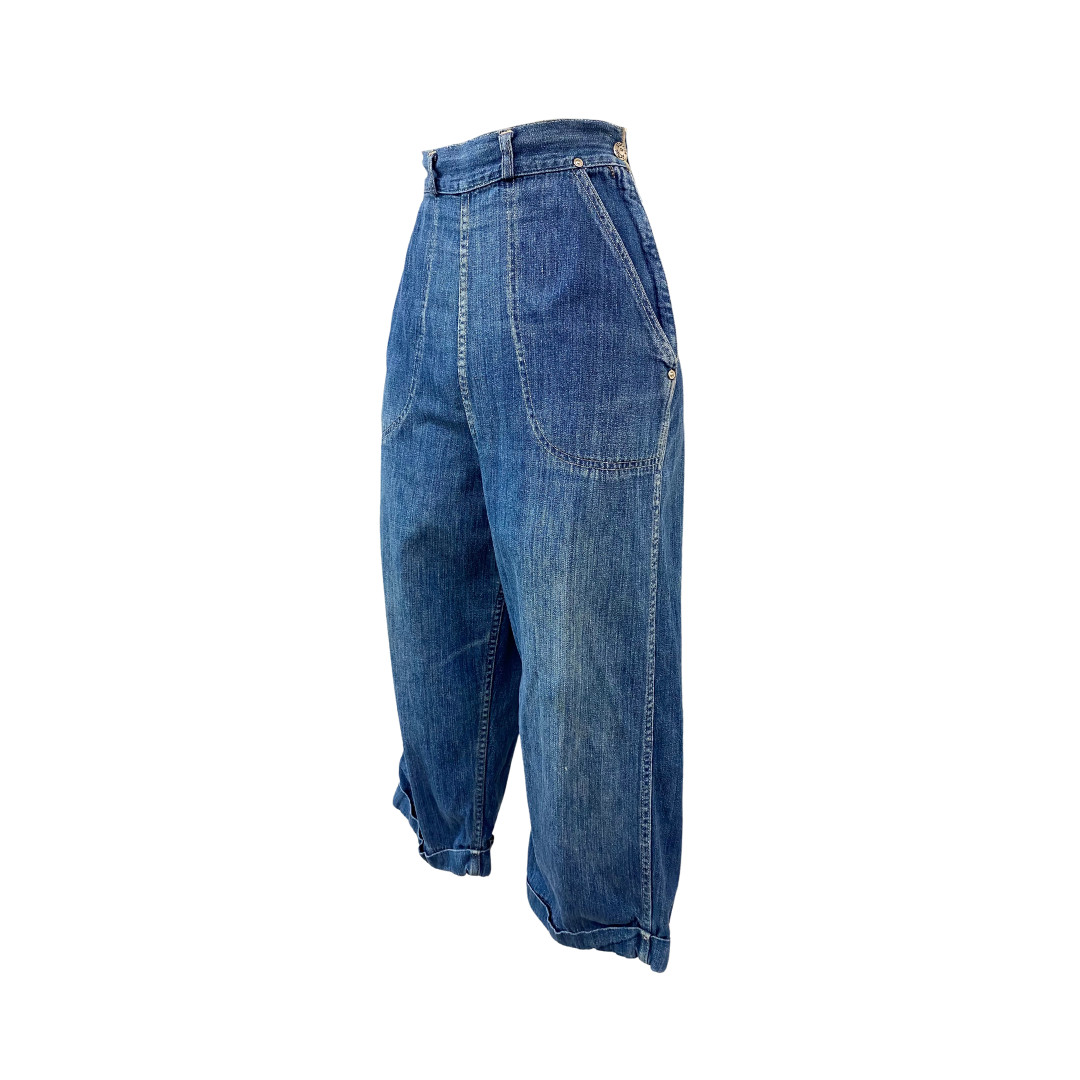 Vtg 40s 1940s Stockton Of Dallas Original Ranch Wear Denim Western Knickers