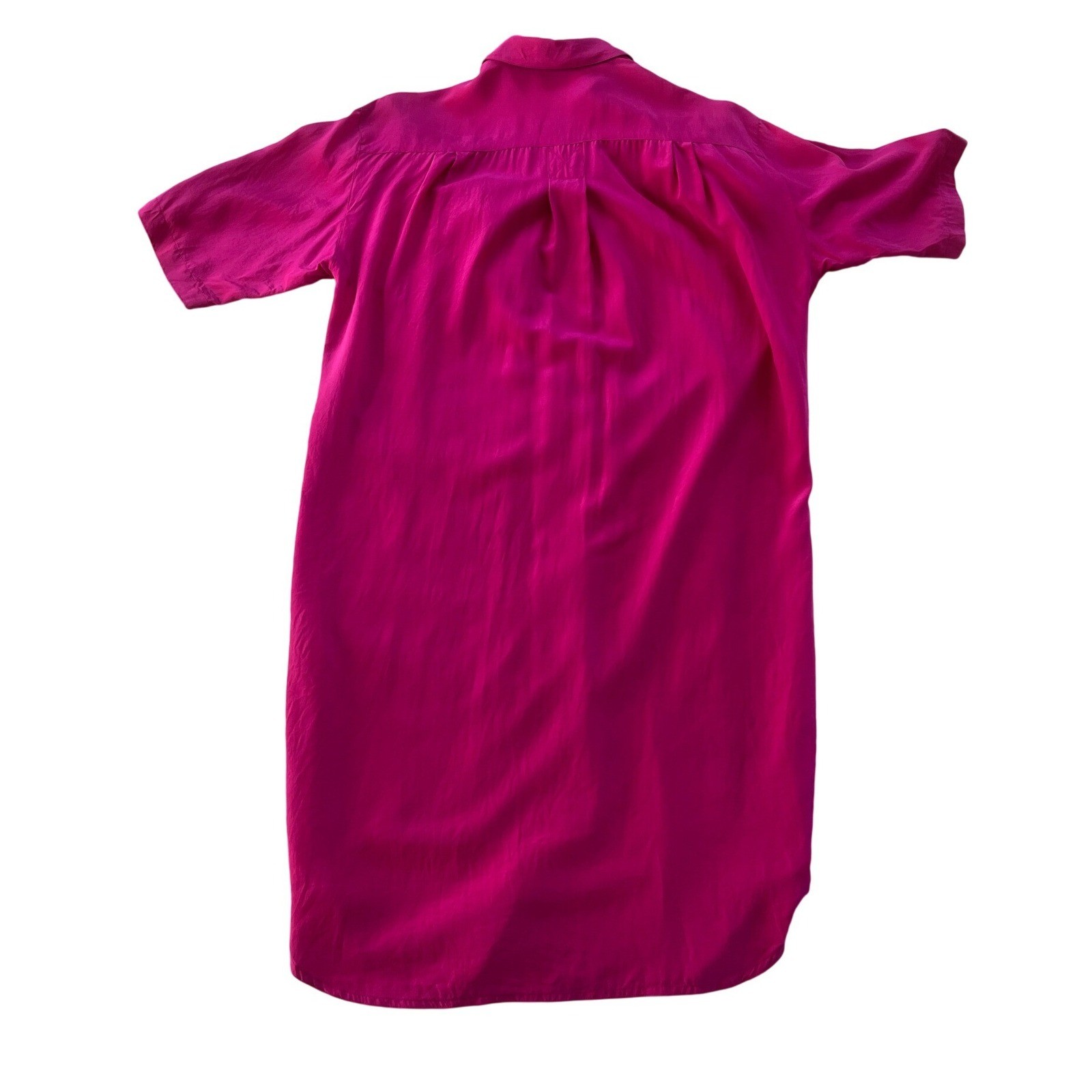Vintage 100% Silk Shirt Dress Pink Button Barbiecore Luxury Timeless Sz 4 Chic