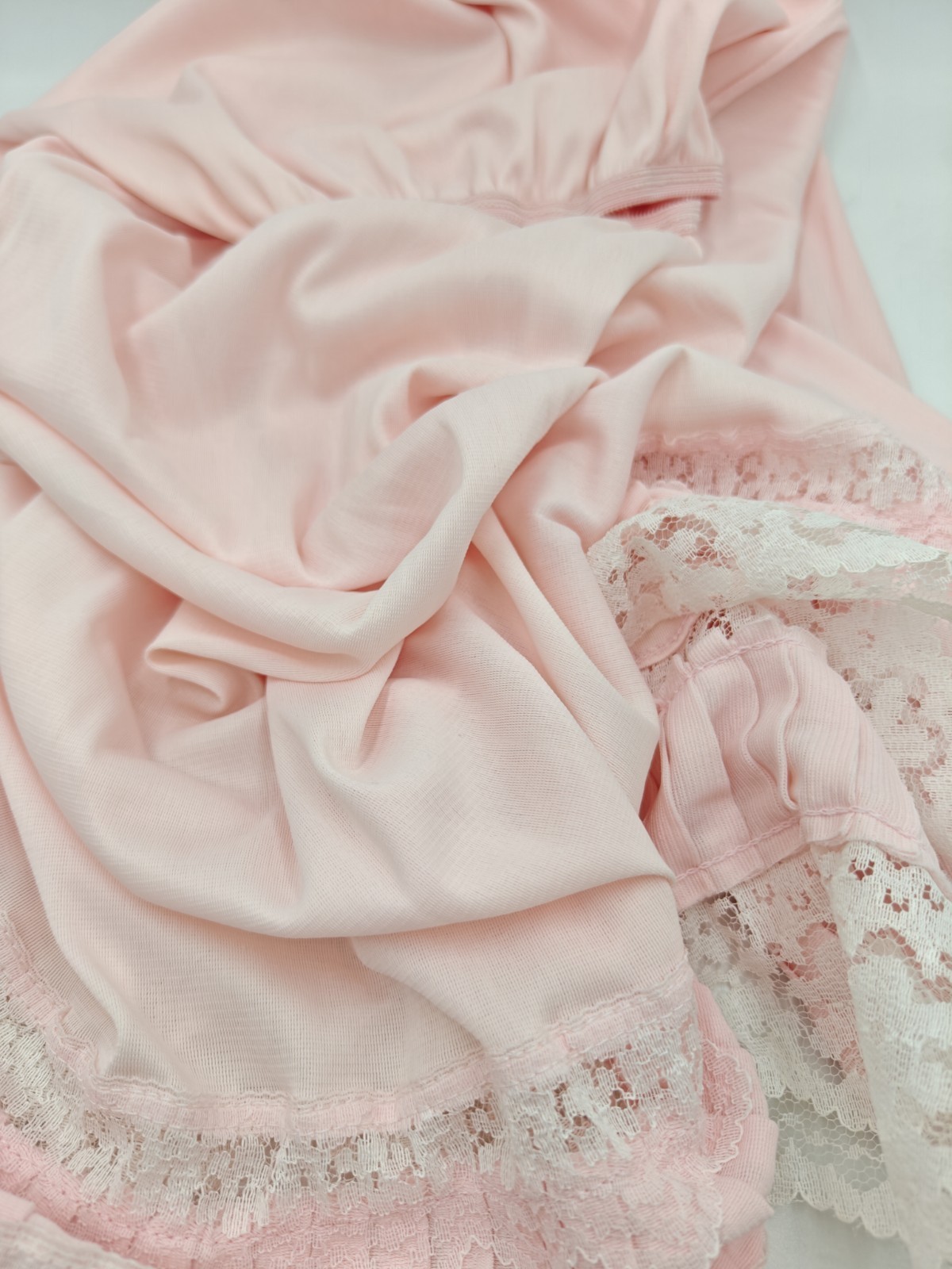 Vintage Pink Half Slip Skirt The Lace Inset & Pleated With Lace Hem Medium