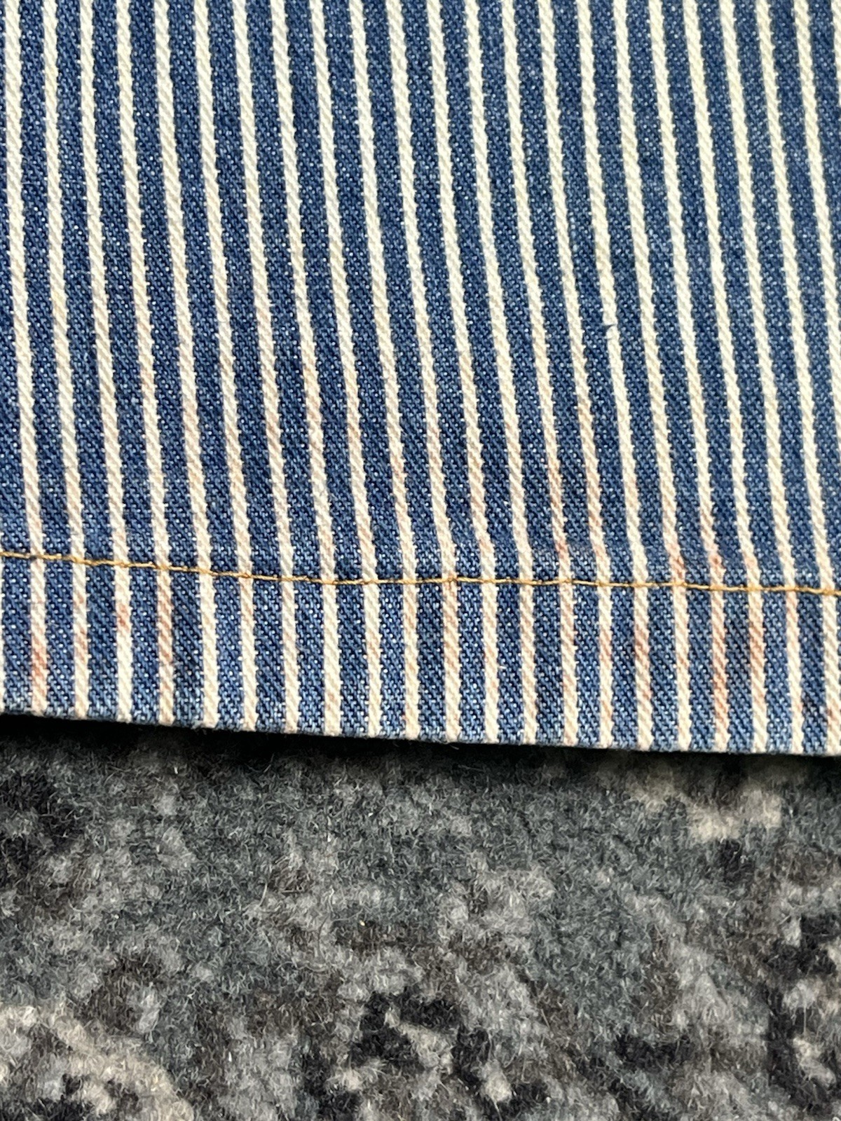 Vintage 1980s Women Hickory Stripe Denim Chore Jacket Made In USA Size Small