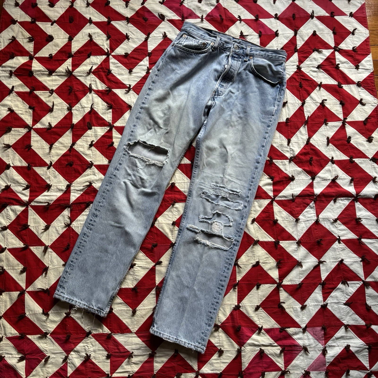 Vintage Levi’s 501 Women’s Denim Distressed As Is Worn Flaws 90s