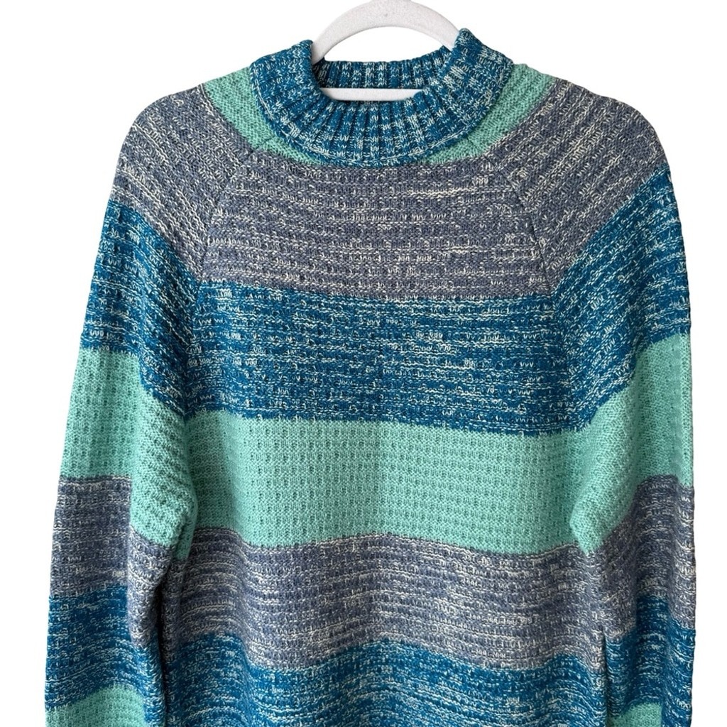 Reclaimed Vintage Teal and Gray Knit Sweater Size XS Vintage 90s Retro Cozy