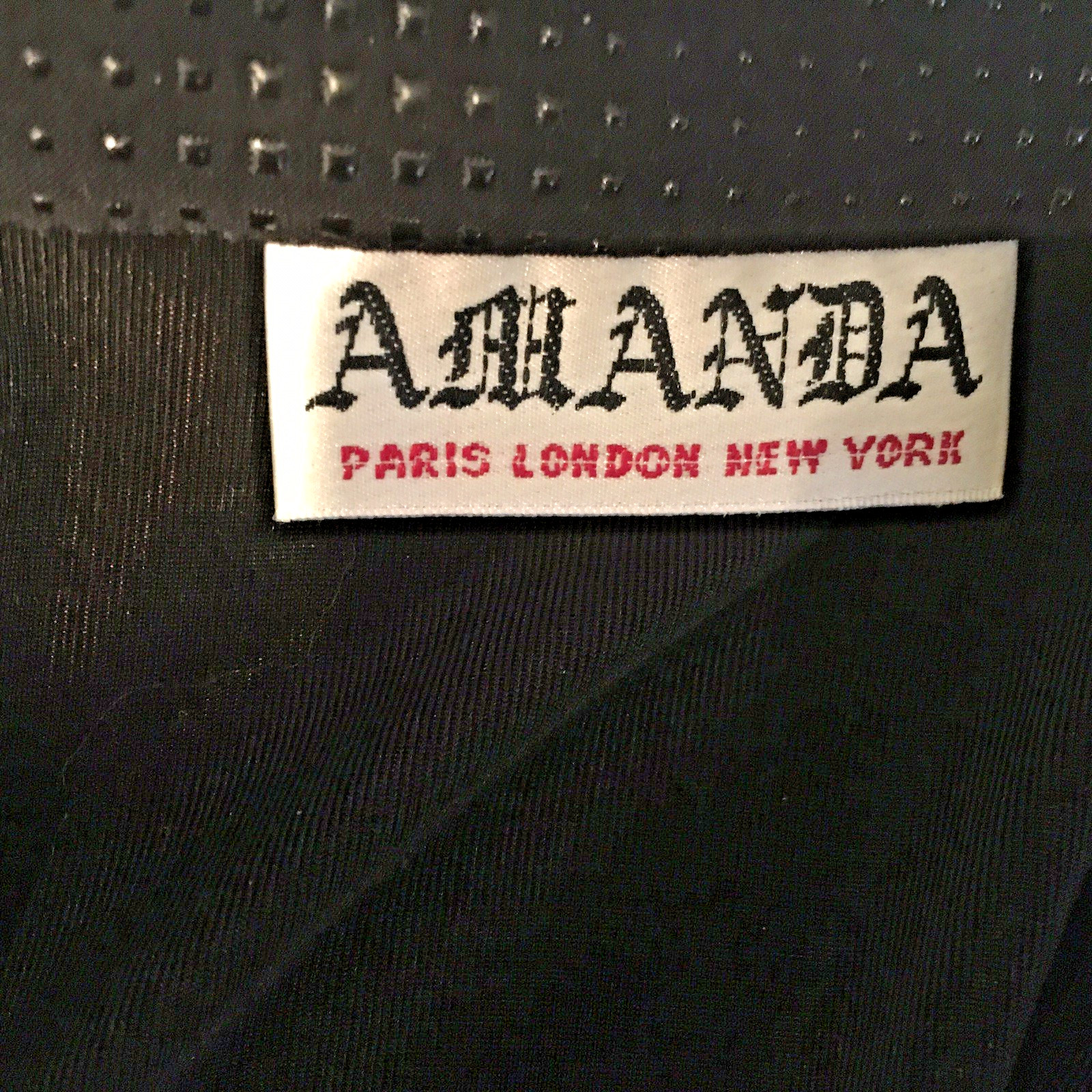 Vtg 90’s Amanda Paris London New York, Black Viscose/Spandex Long Jacket W/Pads