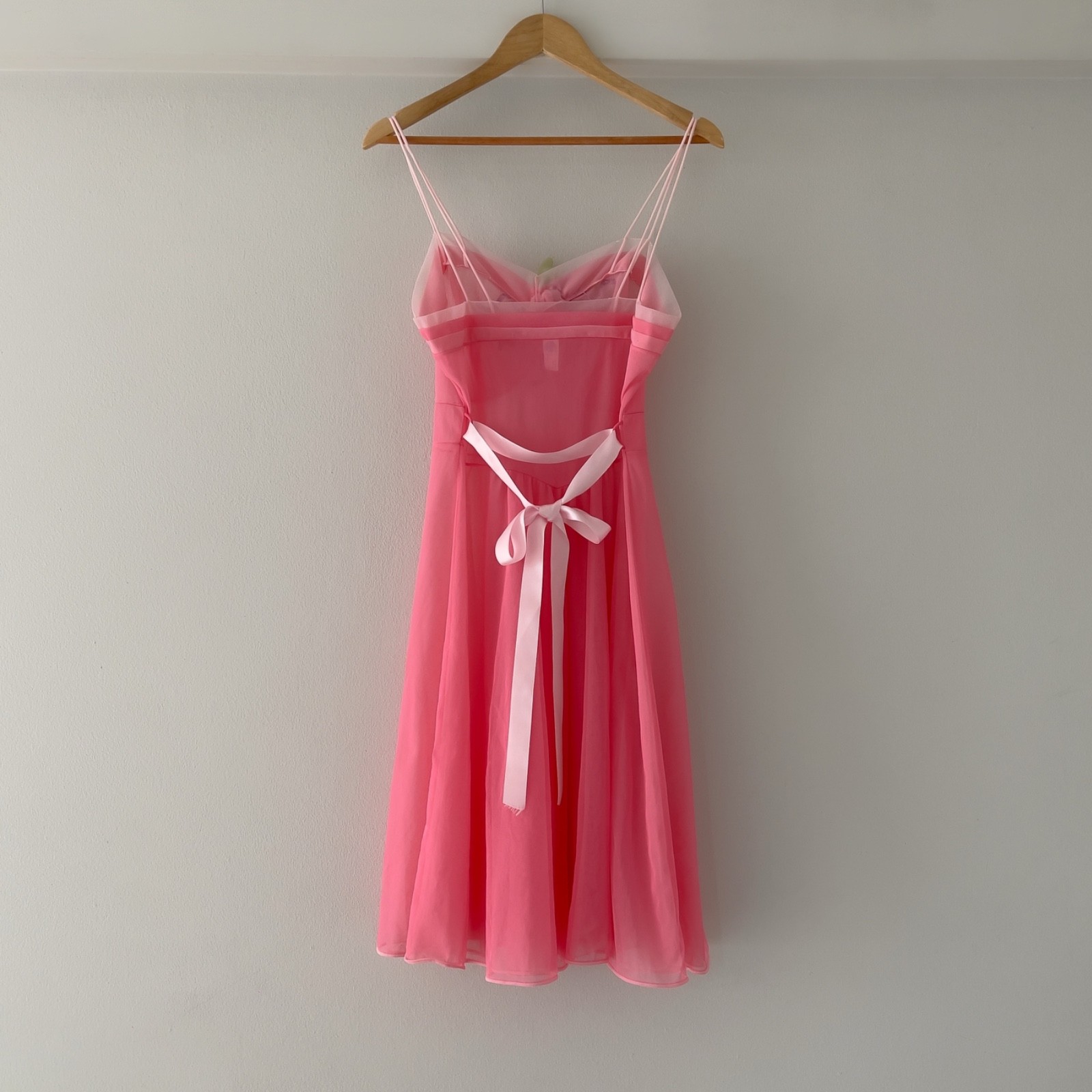 Vintage 1980s Pink Chiffon Semi-Sheer Nightgown (S–M)