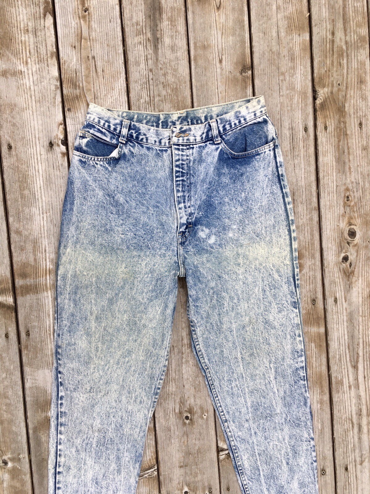 VINTAGE No Excuses Jeans Gear Blue High Waisted Acid Wash Distressed 32 X 28