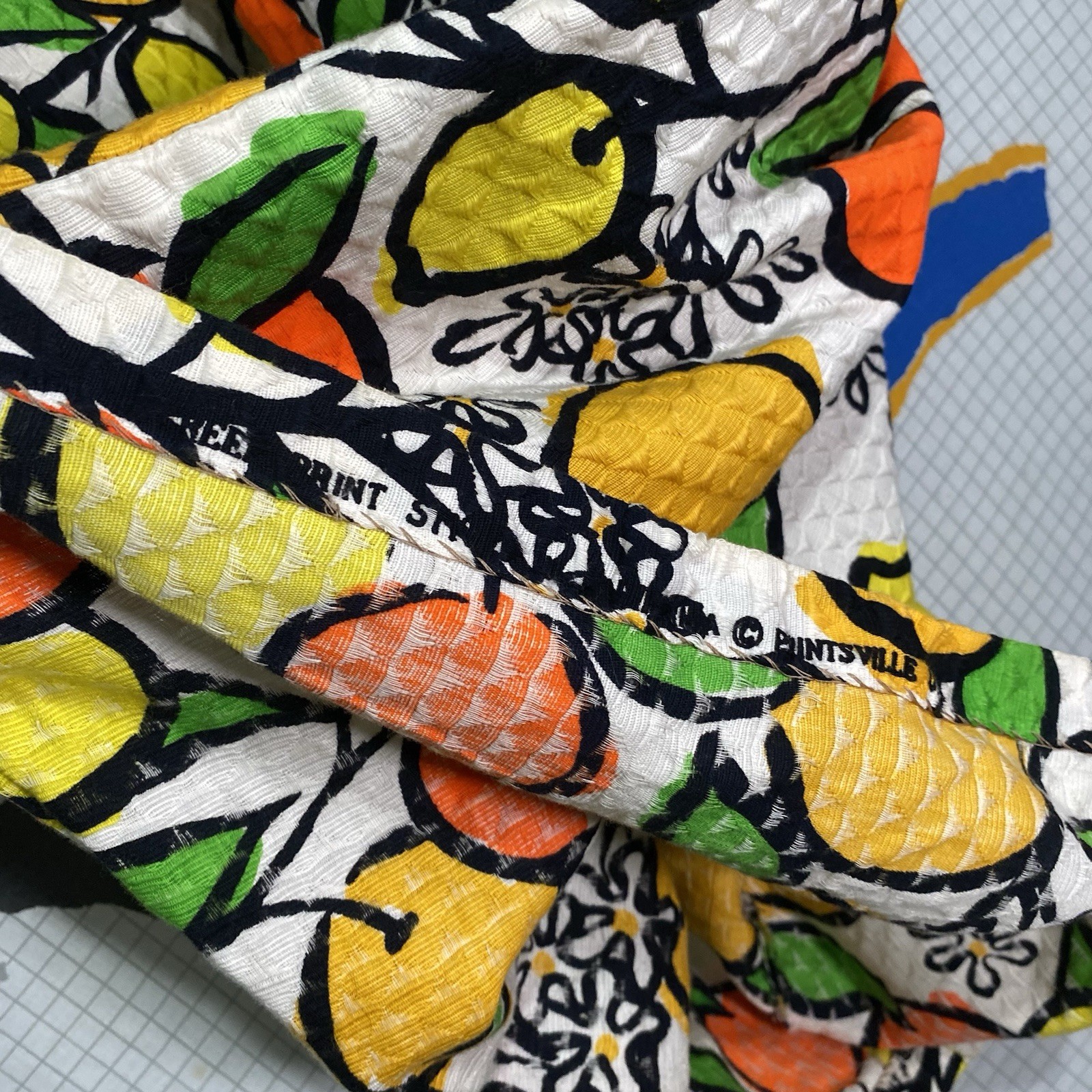 Vintage 60s Fruit Shift Dress Hawaii Mod Gogo Large Cotton Novelty Lemon Orange