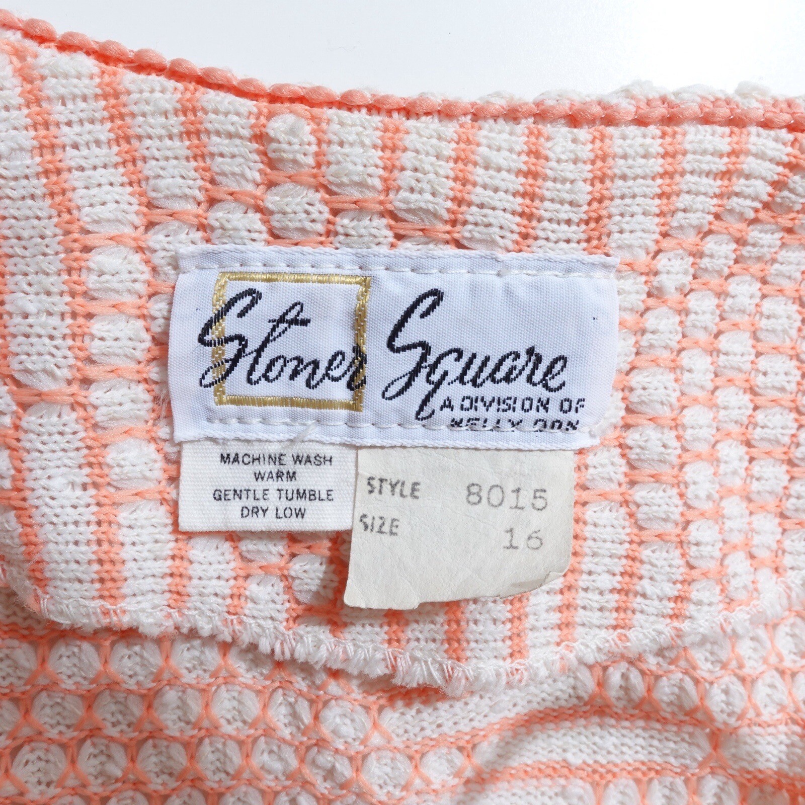 Vintage 70s Knit Short Sleeve Cardigan Nelly Don Stoner Square Medium Coral