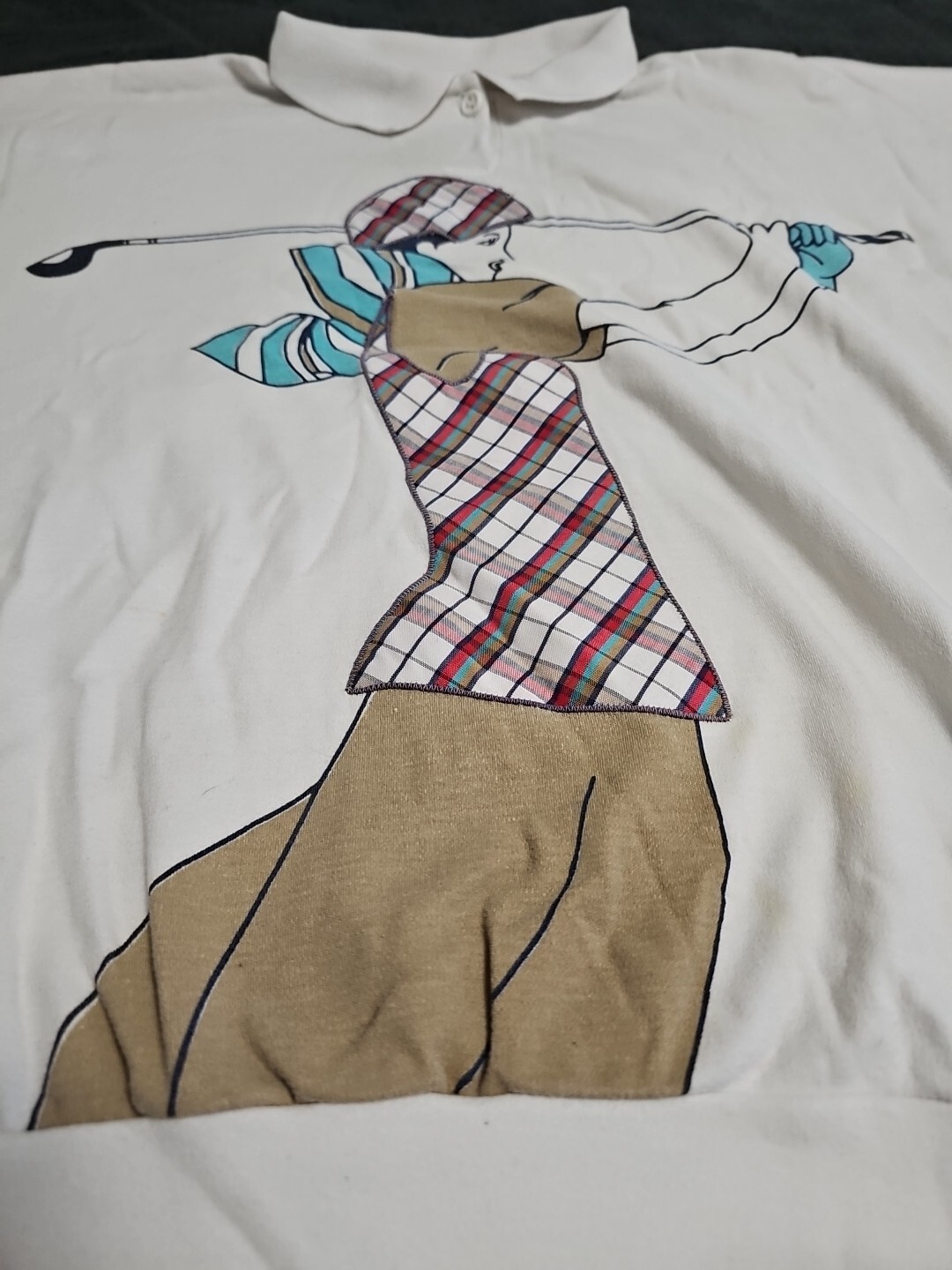 Elaine Benedict Vintage Stylish Woman Golfer Polo Top SZ Small Made in USA