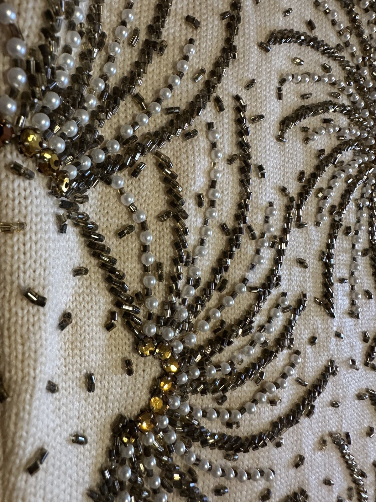 Vintage 60’s Jo-Ro Imports Sz S/M Pure Wool Hand Loomed Sequined Beaded Vest Top