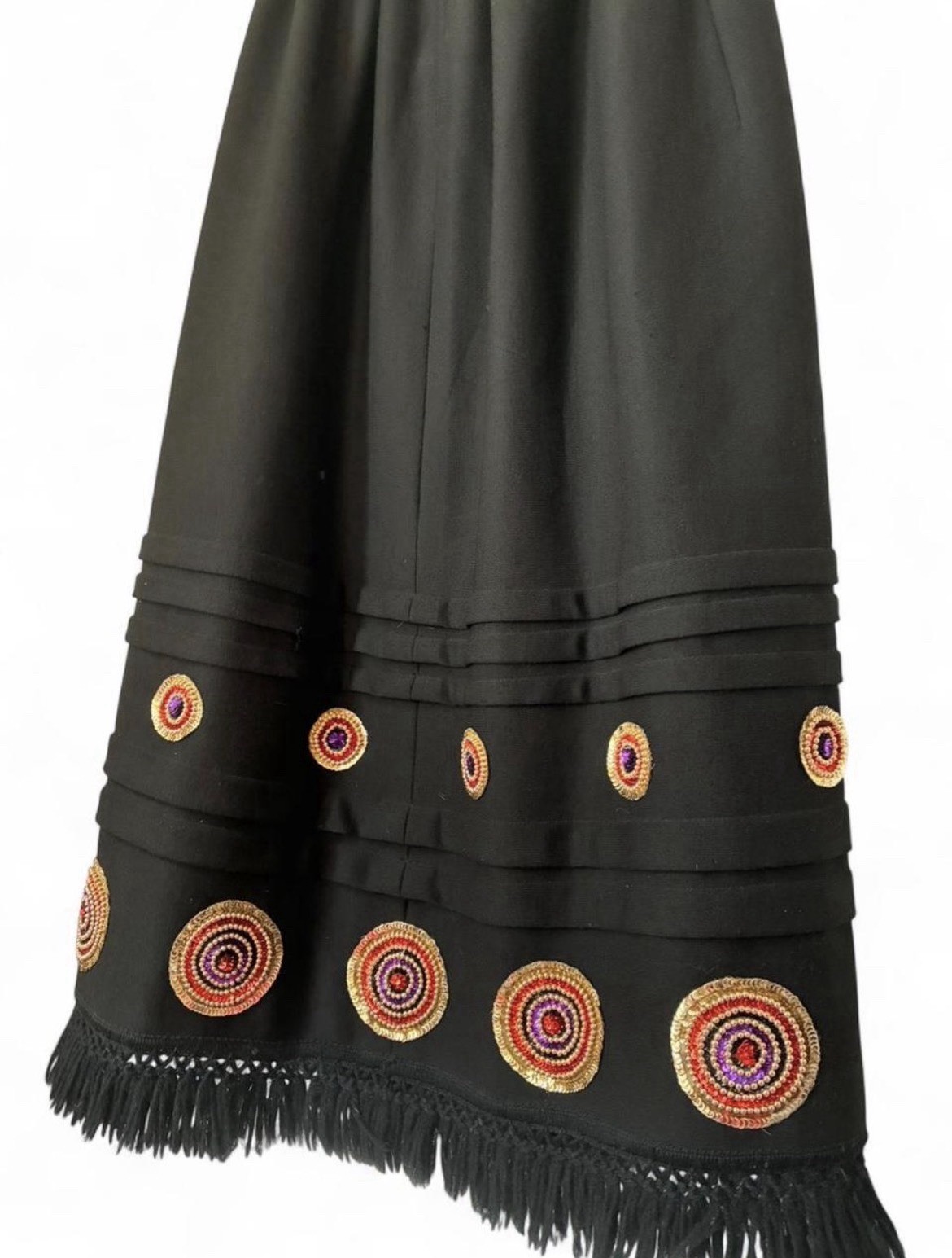 Vintage Lanvin Jules-Francois Crahay Sequin Gold Beaded Fringe Skirt, 1970s