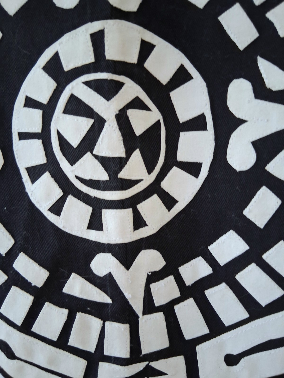 1950s Mexican Tourist Skirt Suede Applique Aztec Calendar Soutache Folk Art
