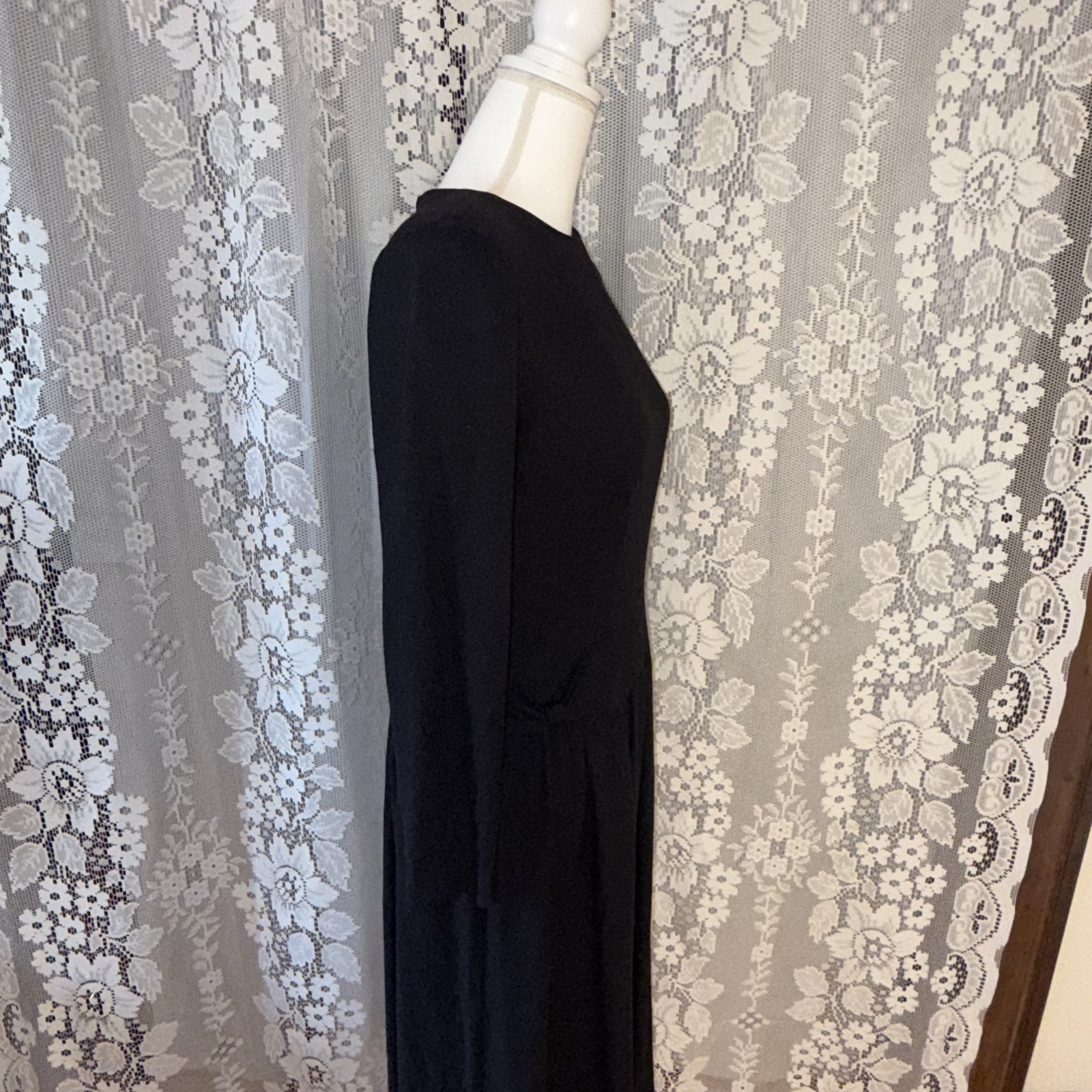 Vintage Lanz Originals Woman’s Opaque Rayon Little Black Dress Size 8 34 Bust