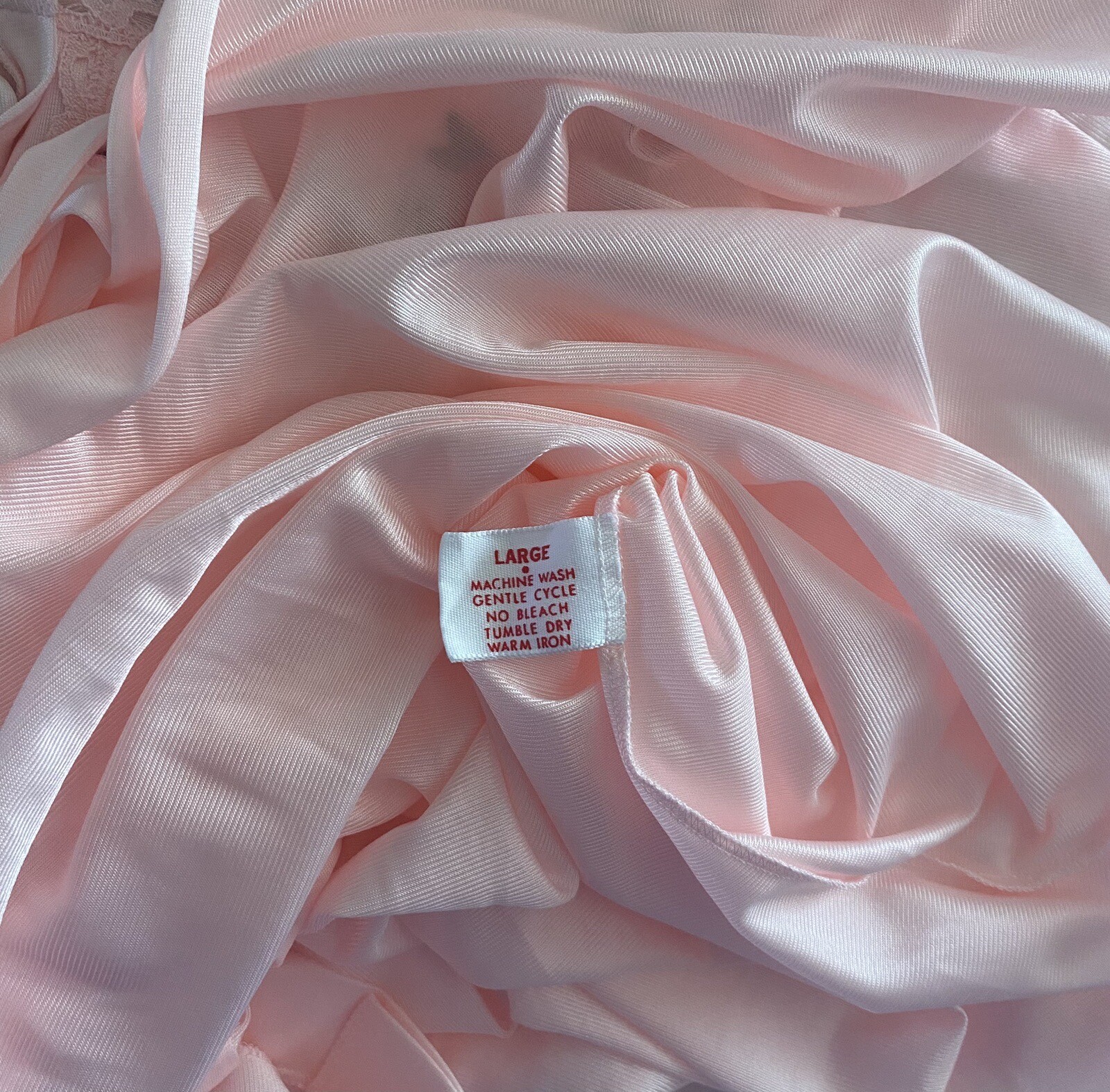 Vintage Lorraine Nightgown Size Large PINK ICE Floral Embroidered Silky Sleep