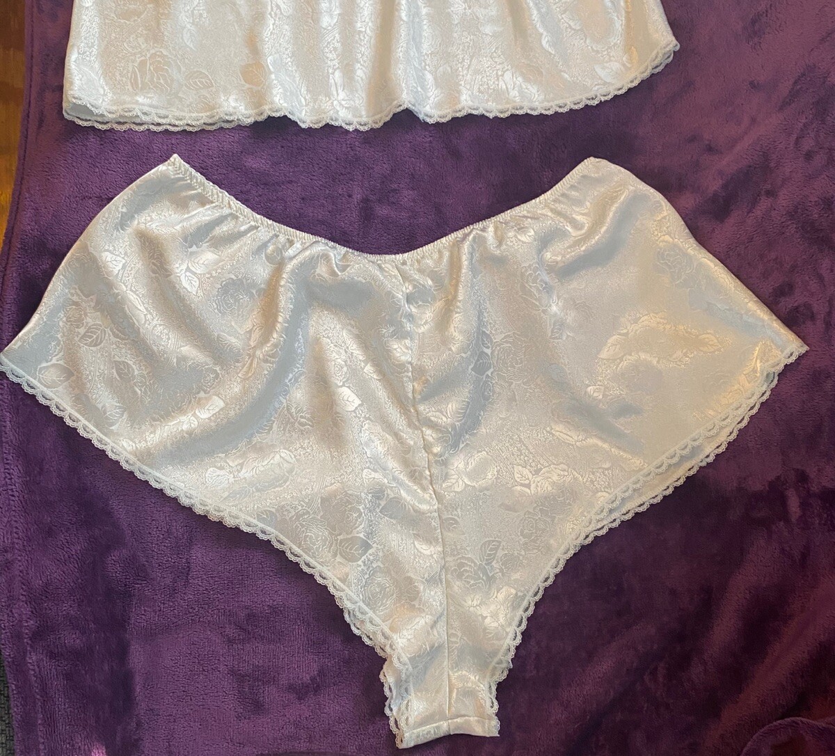 Vtg Wendy Ann Set Cami & Sleep shorts Sexy Lace Blue Lingerie XL