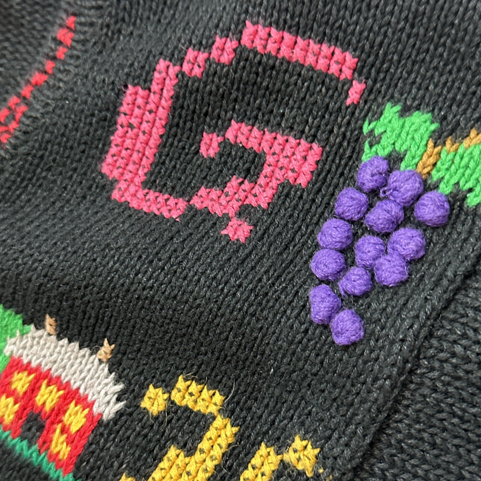 Vintage DESIGN OPTIONS Knitwear Cardigan Sweater Alphabet And Numbers Sz. Small
