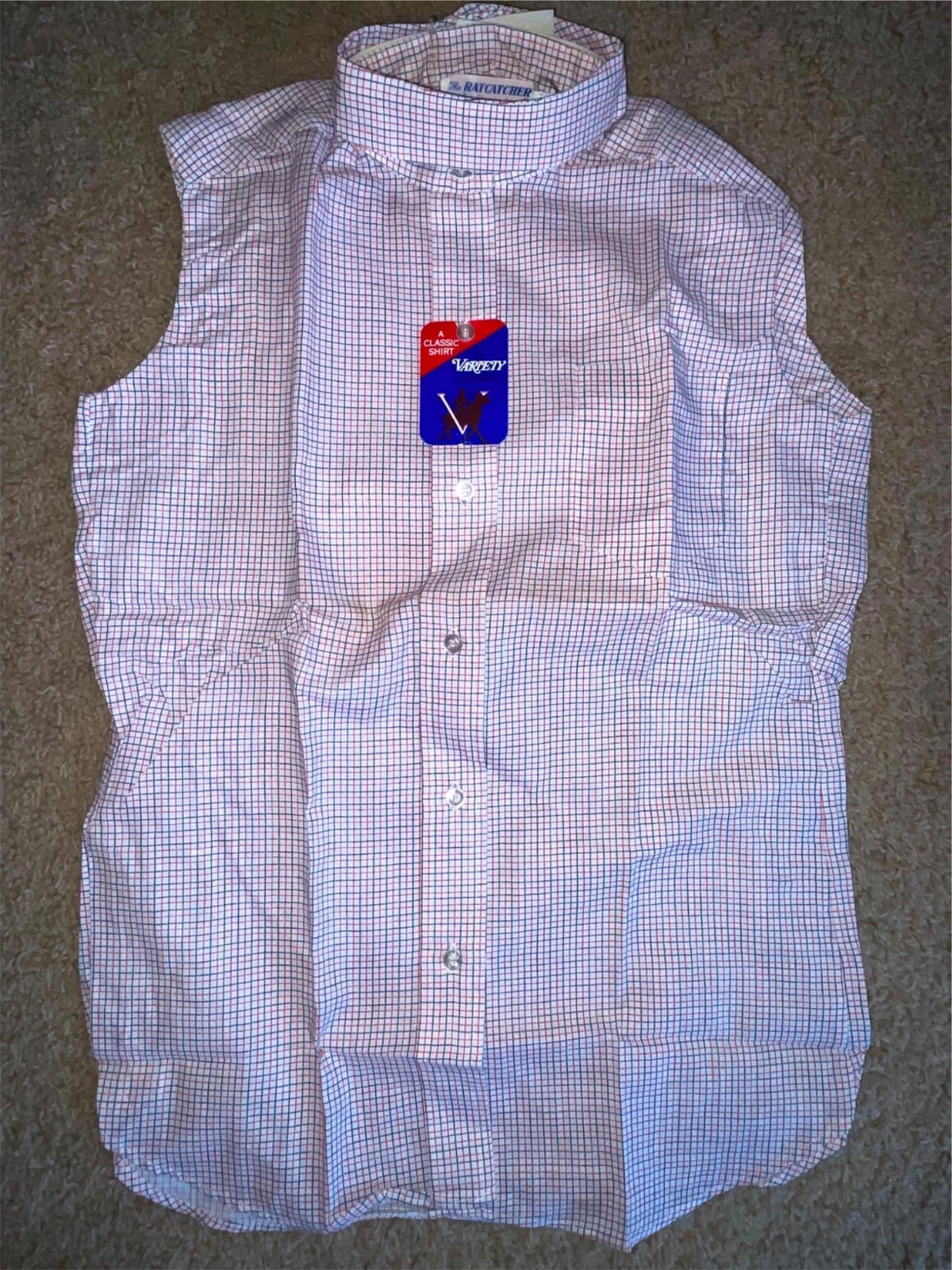 VTG 70S WOMEN NEW RATCATCHER SLEEVELESS COLLARLESS BUTTON DRESS EQUESTRIAN SHIRT