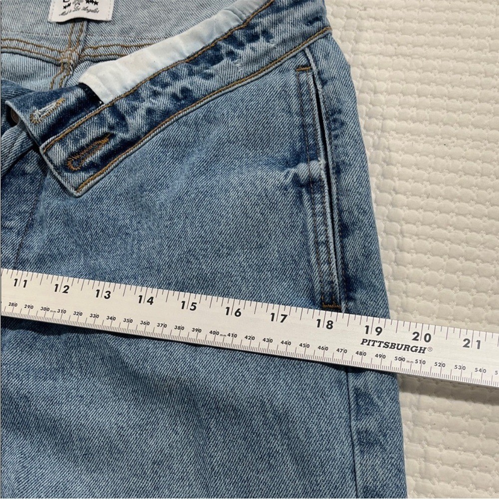 EB Denim Fold Over Waist Wide Leg Jeans street style USA actual sz 28 grunge