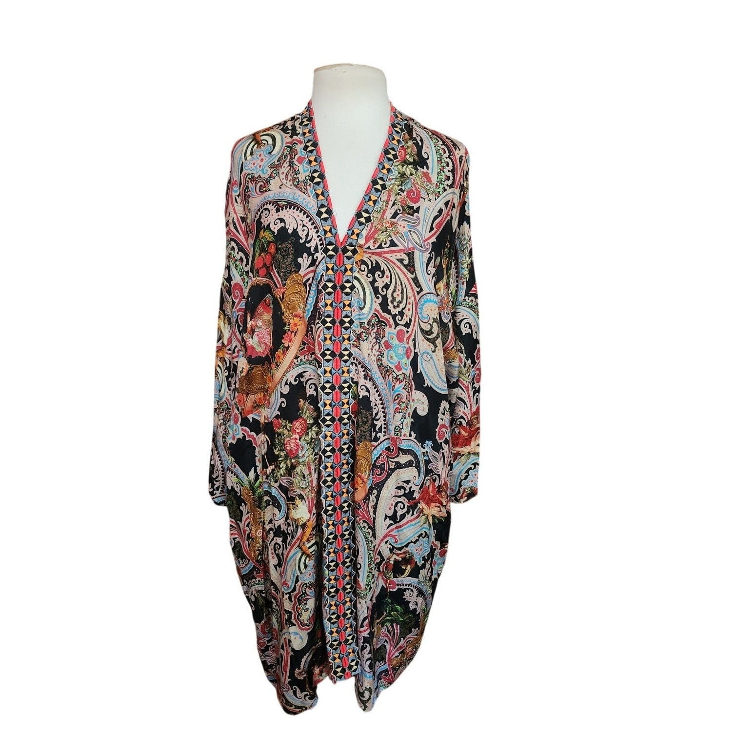 Vintage Y2KEtro Milano Silk Tunic Dress Victorian Paisley Katfan Maximalist Boho